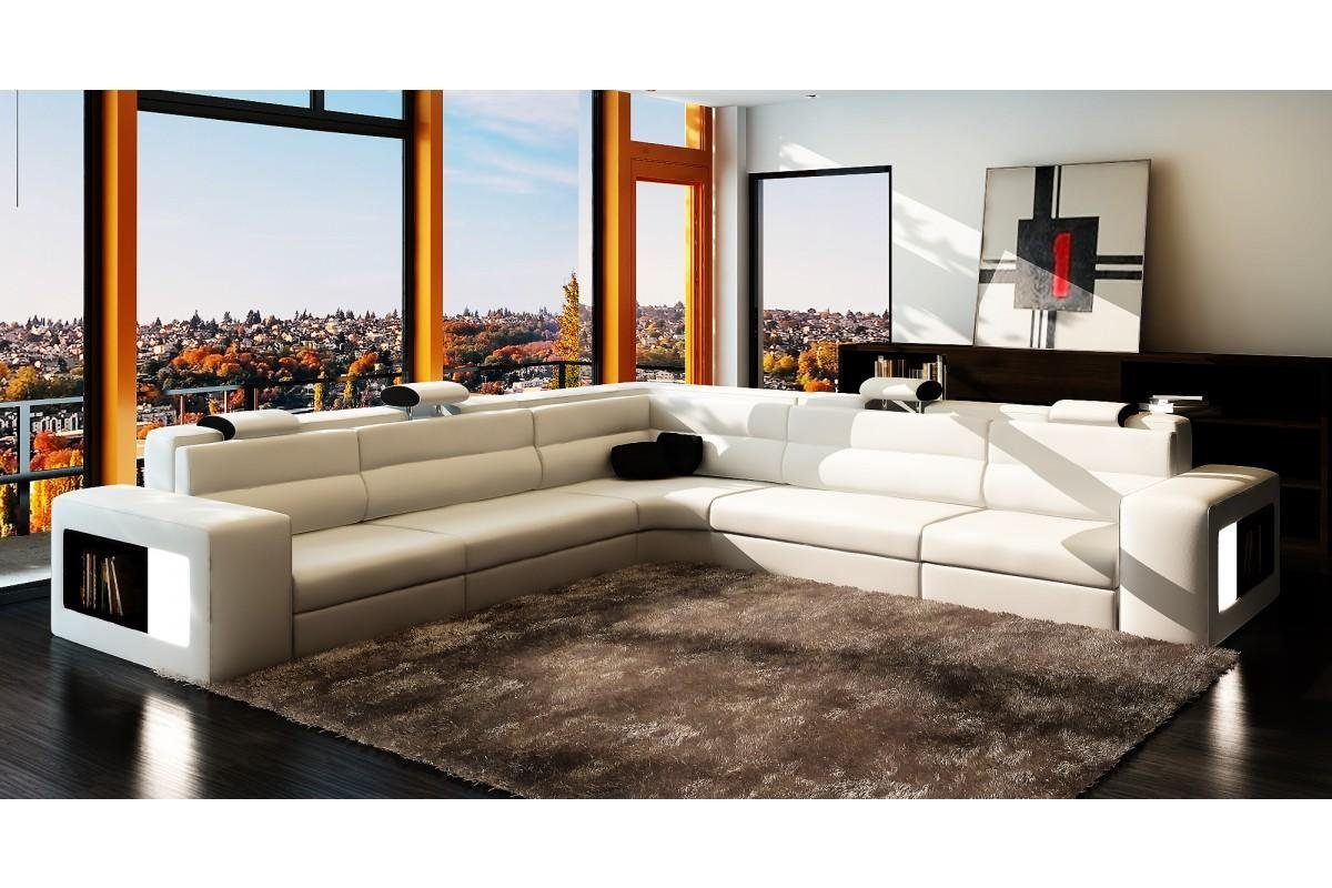 JVmoebel Ecksofa, L-Form Modern Ecksofa Couch Polster Leder Design Sofa Wohnlandschaft Weiß