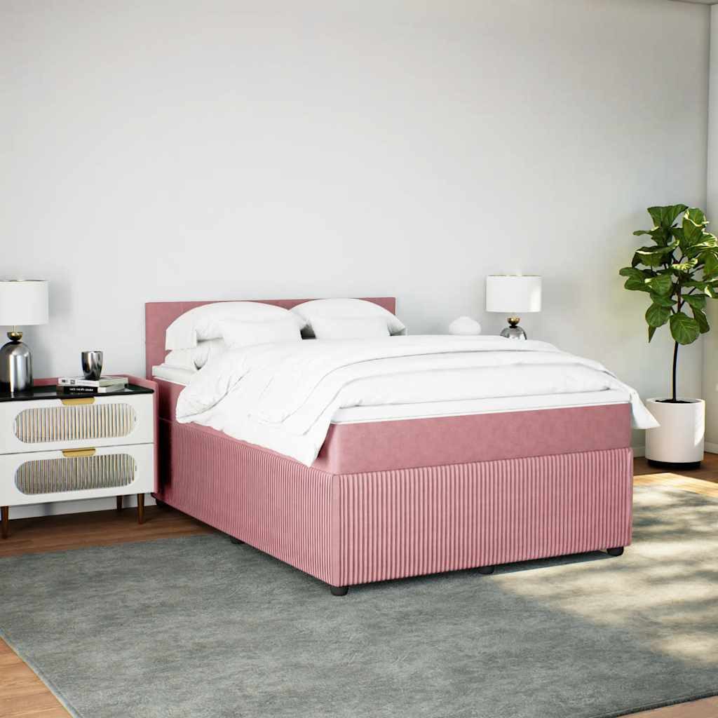 vidaXL Bett Boxspringbett mit Matratze Rosa günstig online kaufen