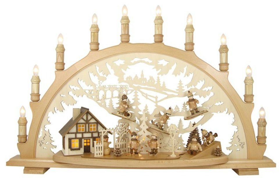 Osterhase Lenk und Sohn Lichterbogen Erzgebirge mit Winterkindern