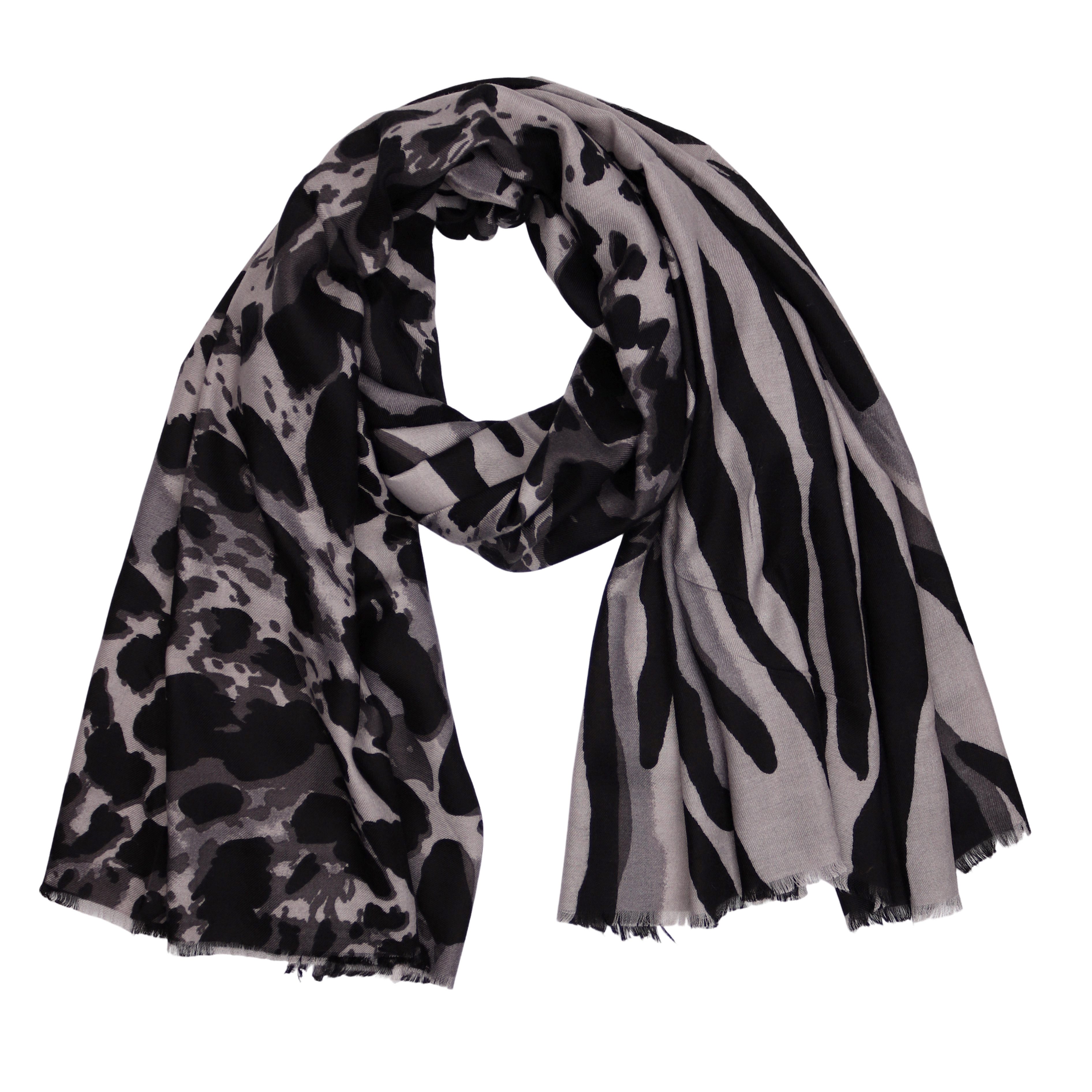 MIRROSI Modeschal weicher und warmer Schal Leo Leopard mit Fransen, 90x180cm, (Neue Kollektion Herbst/ Winter 2025), Paisley Muster Damen Halstuch ideal für Herbst und Winter