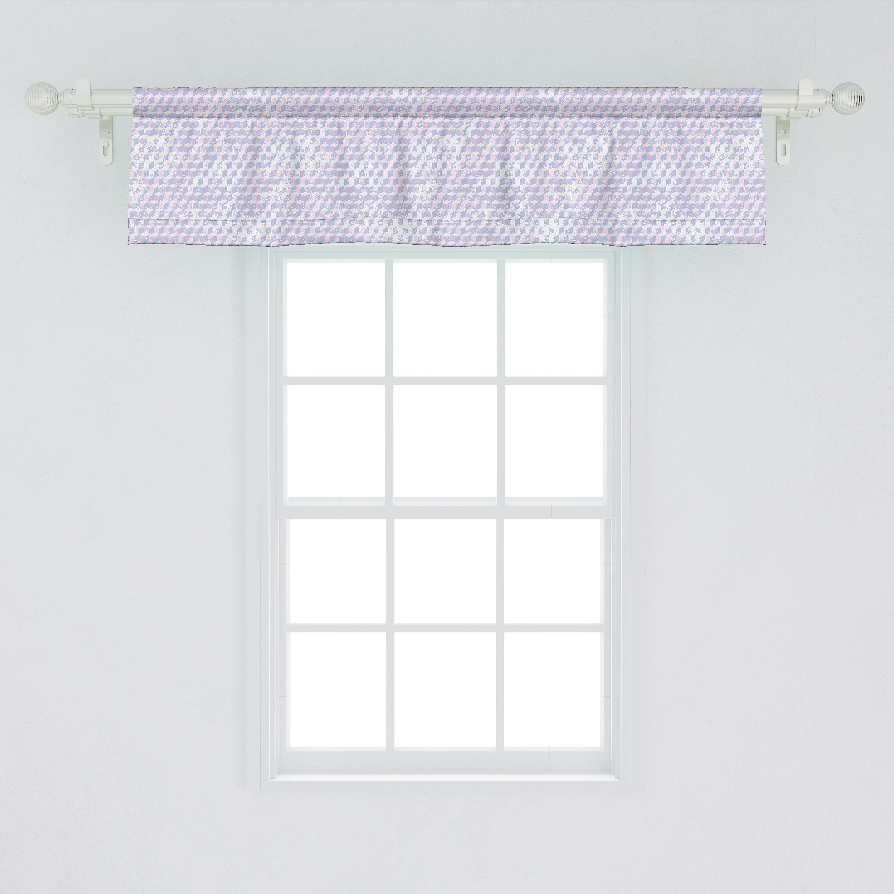 Volant Vorhang Abakuhaus, für Abstrakte Stangentasche, Scheibengardine Küche mit Dekor Microfaser, Grunge-Look Formen Schlafzimmer Panne