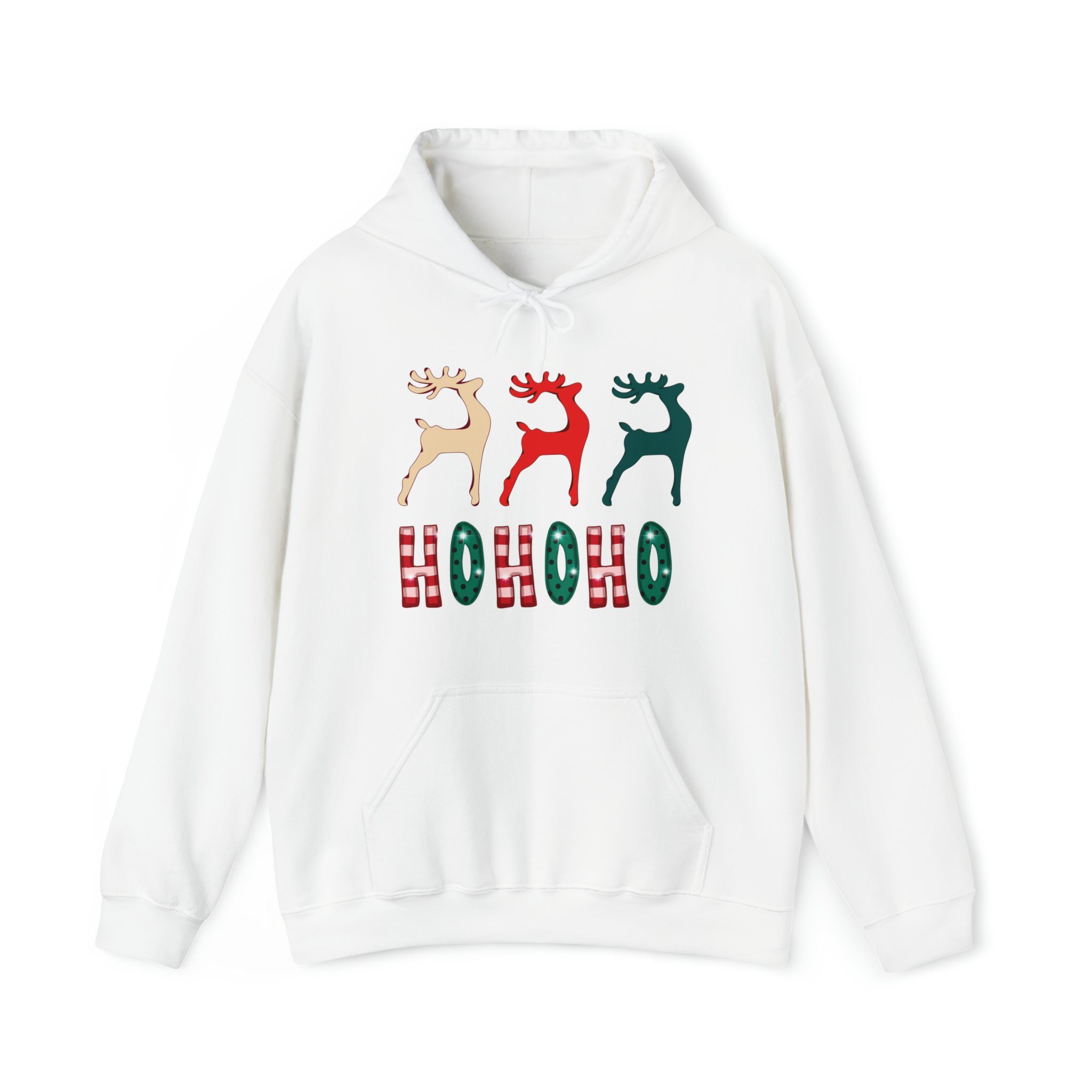 Quality Elegance Weihnachtssweatshirt Reindeer Christmas Hoodie, Men Women Christmas Sweatshirt White