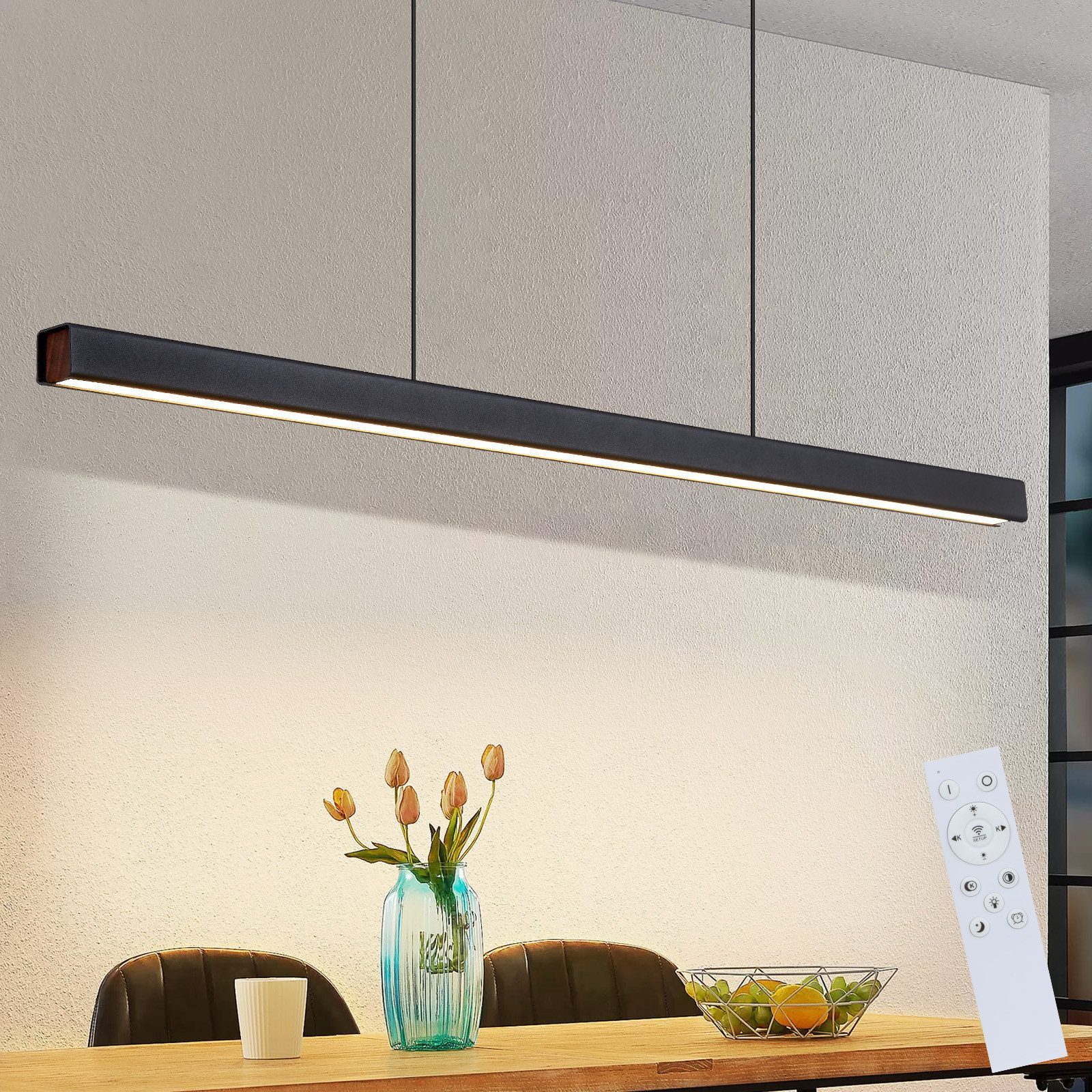 Nettlife LED Pendelleuchte Modern Schwarz Fernbedienung 108/148.5 cm 37/50W günstig online kaufen