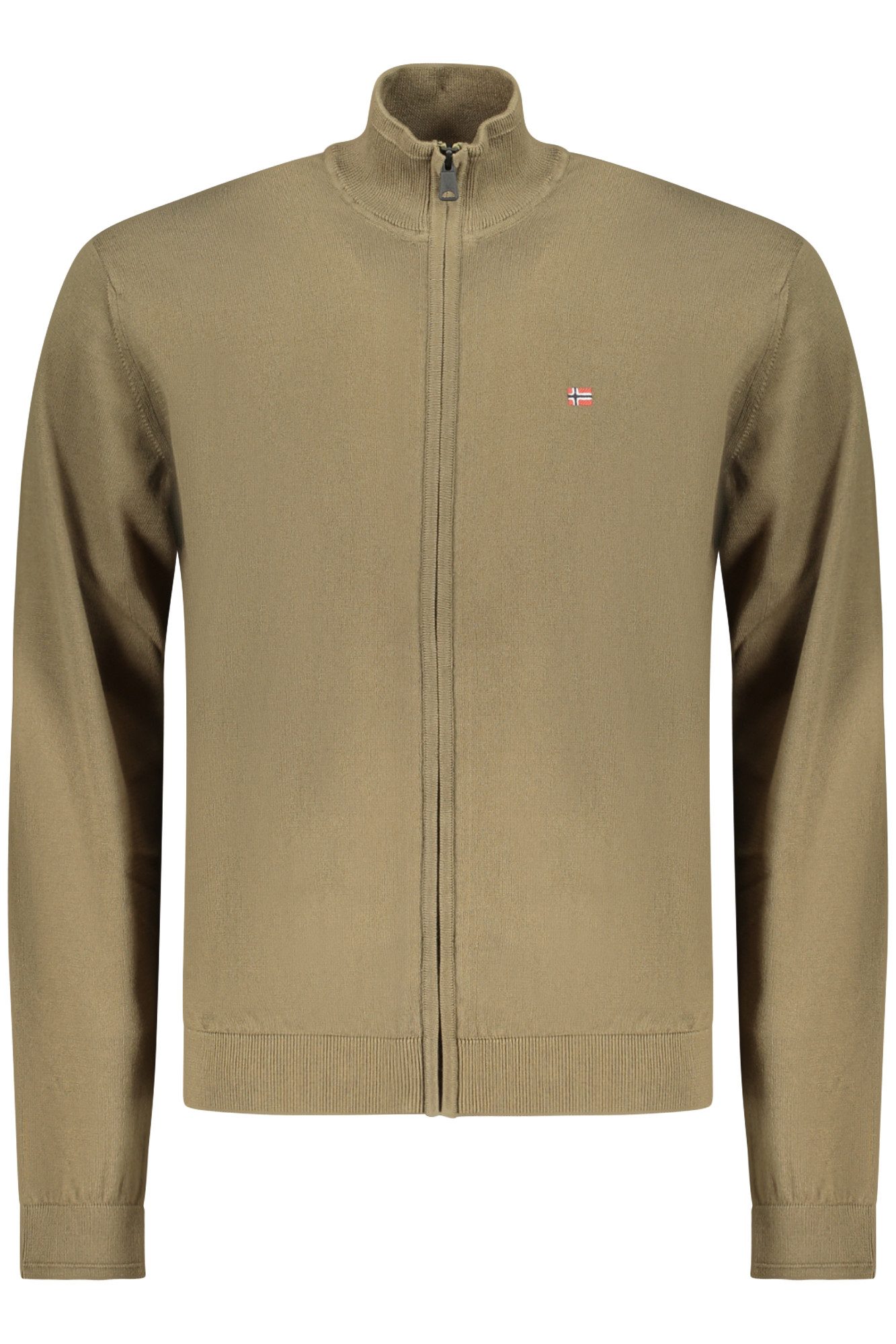 Napapijri Strickpullover Grüner Herren-Cardigan: Entspannt, Hoher Kragen, Reißverschluss-Desi
