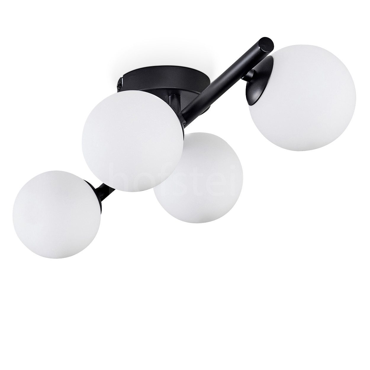 hofstein Deckenleuchte Deckenlampe aus Metall/Glas in Schwarz/Weiß, ohne Leuchtmittel, moderne Leuchte mit Glasschirmen (10 cm), 4 x G9, ohne Leuchtmittel