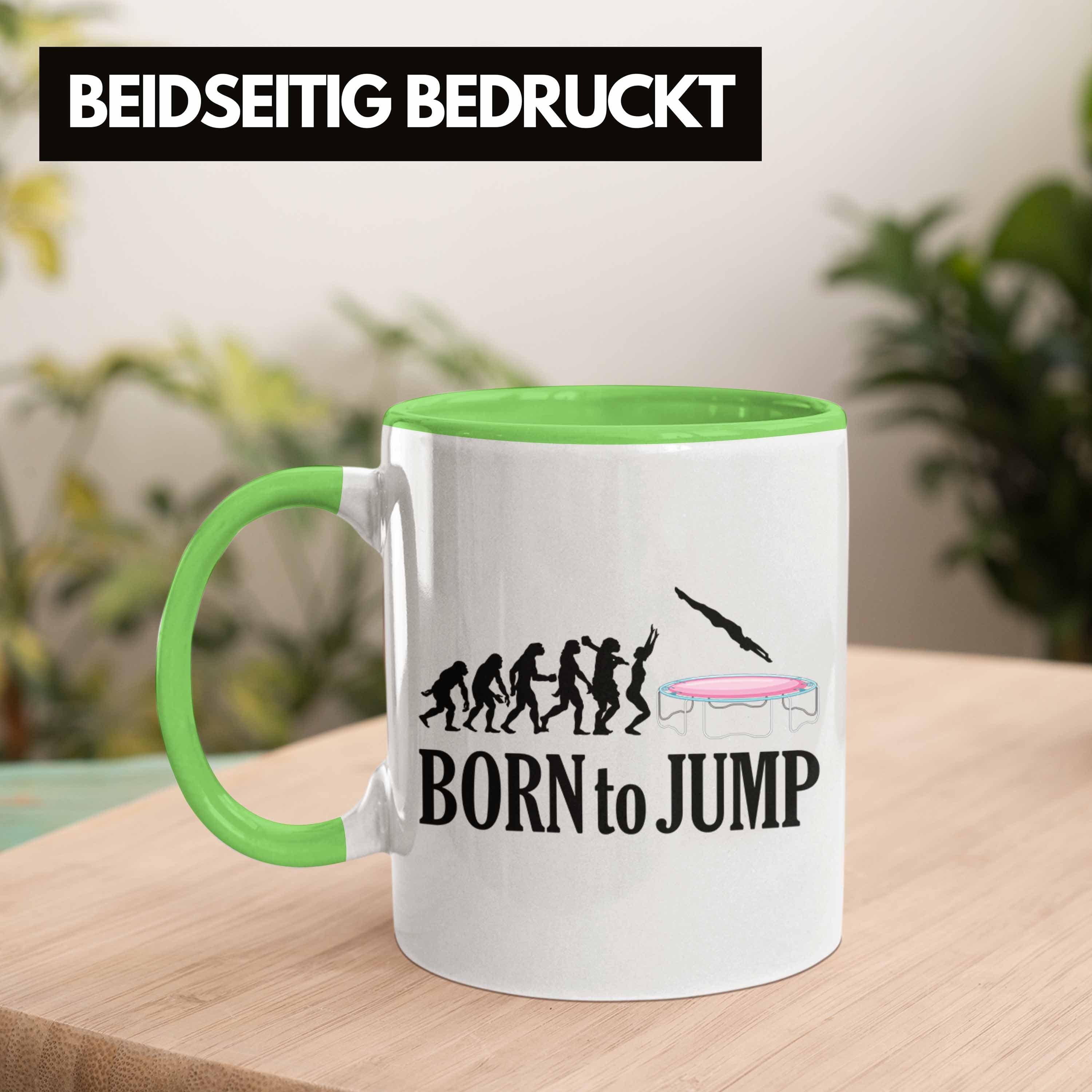 Trendation Mädchen Born Geschenk Fitness Tasse Tasse Grün Frauen Trampolin Jump To