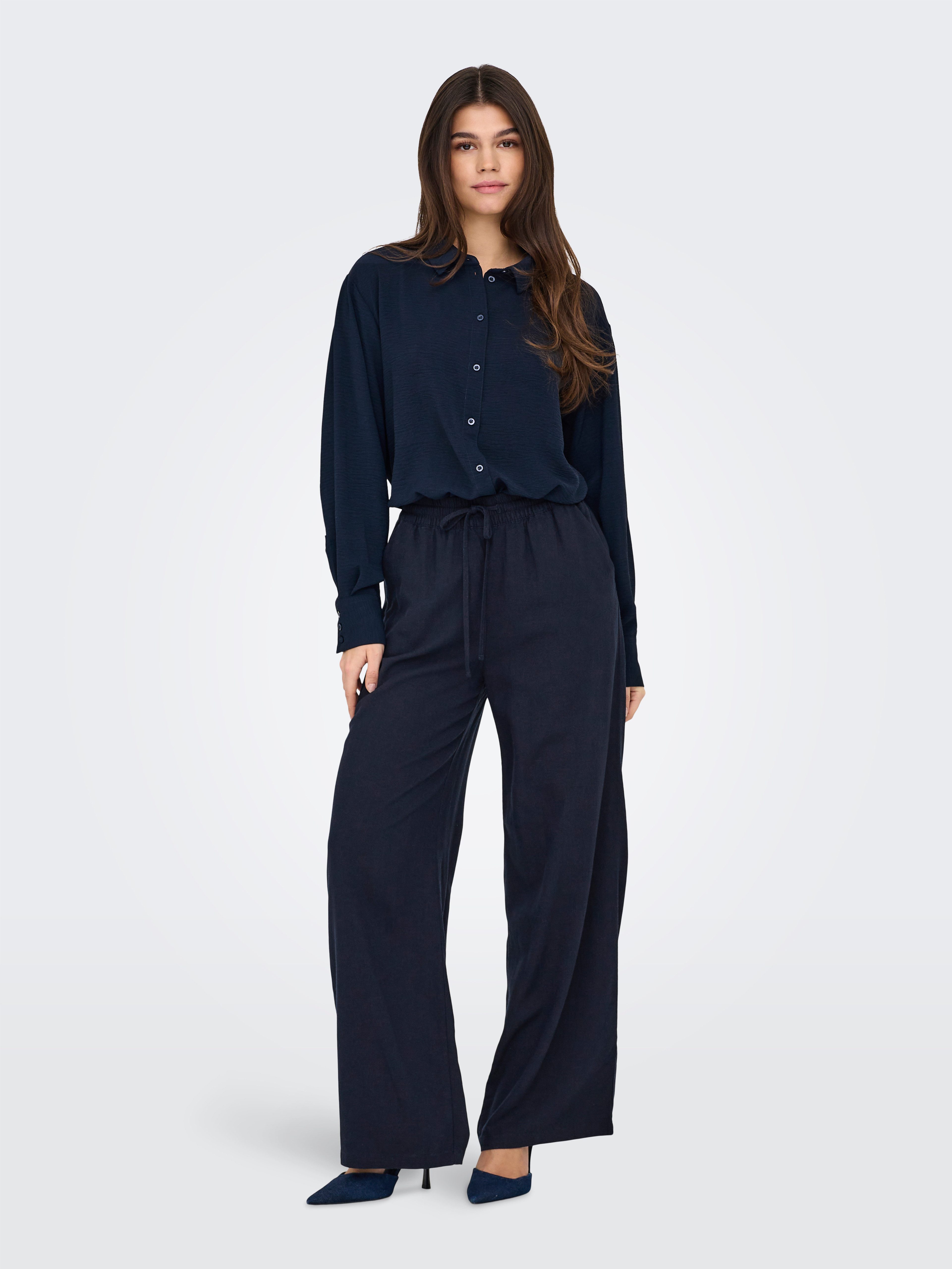 JDY Schlupfhose JDYSAY LINEN HW WIDE PANT WVN NOOS Sommerhose mit Leinen