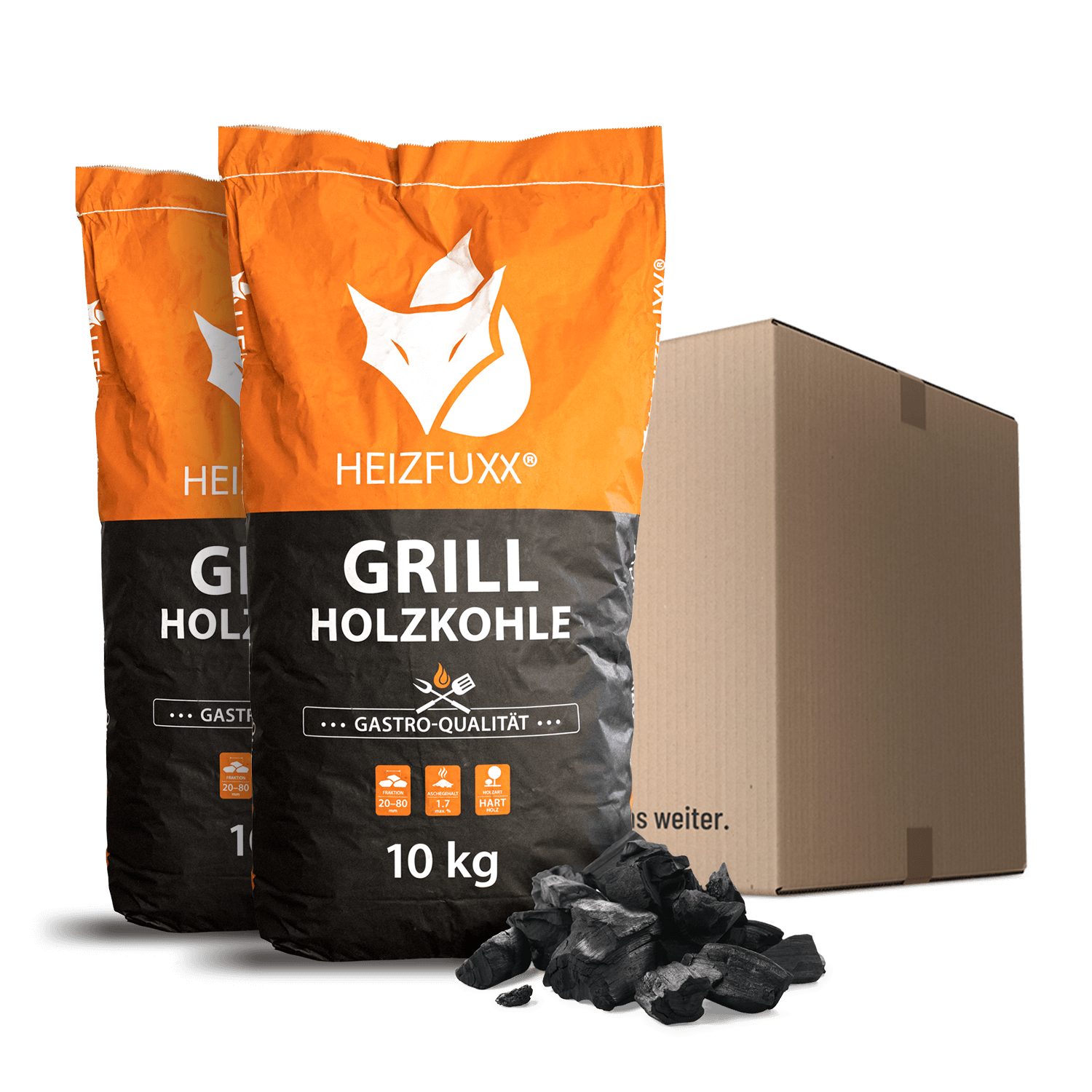 HEIZFUXX Grillkohle, 20 kg, (Palette, 2-St) günstig online kaufen