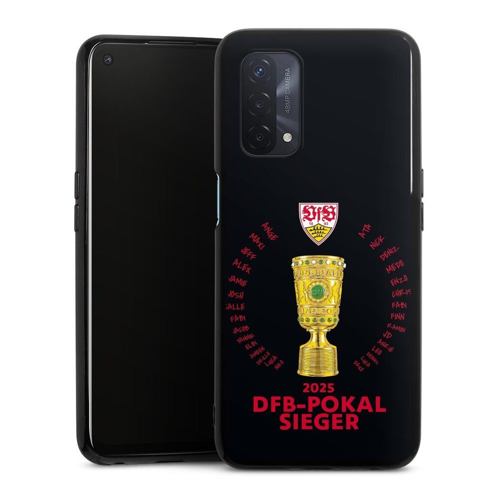 DeinDesign Handyhülle VfB Stuttgart Pokal Offizielles Lizenzprodukt, Oppo A74 5G Silikon Hülle Bumper Case Handy Schutzhülle