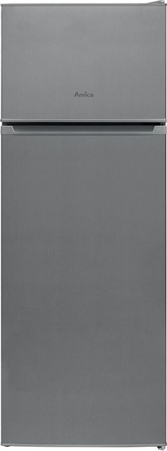 Amica Kühl-Gefrier-Kombination 212L 144cm automat Abtauen Silber/Edelstahloptik freistehend Kühlschrank