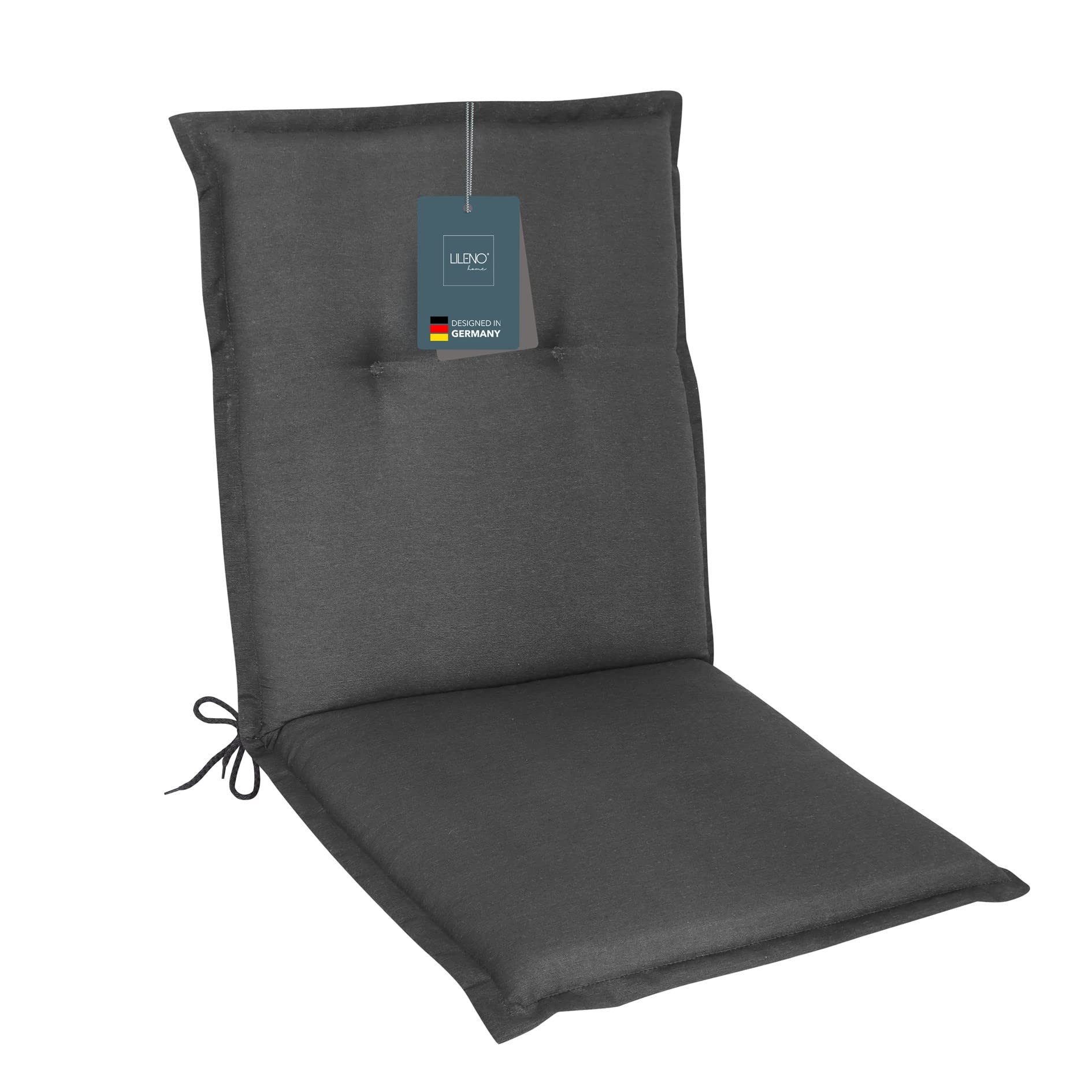 LILENO HOME Polsterauflage Niedriglehner, bequeme Sitzauflage für Gartenstühle, Stuhlkissen, (1 St., 1er Set), Gartenstuhl Auflage in Uni Anthrazit, Sitzpolster waschbar