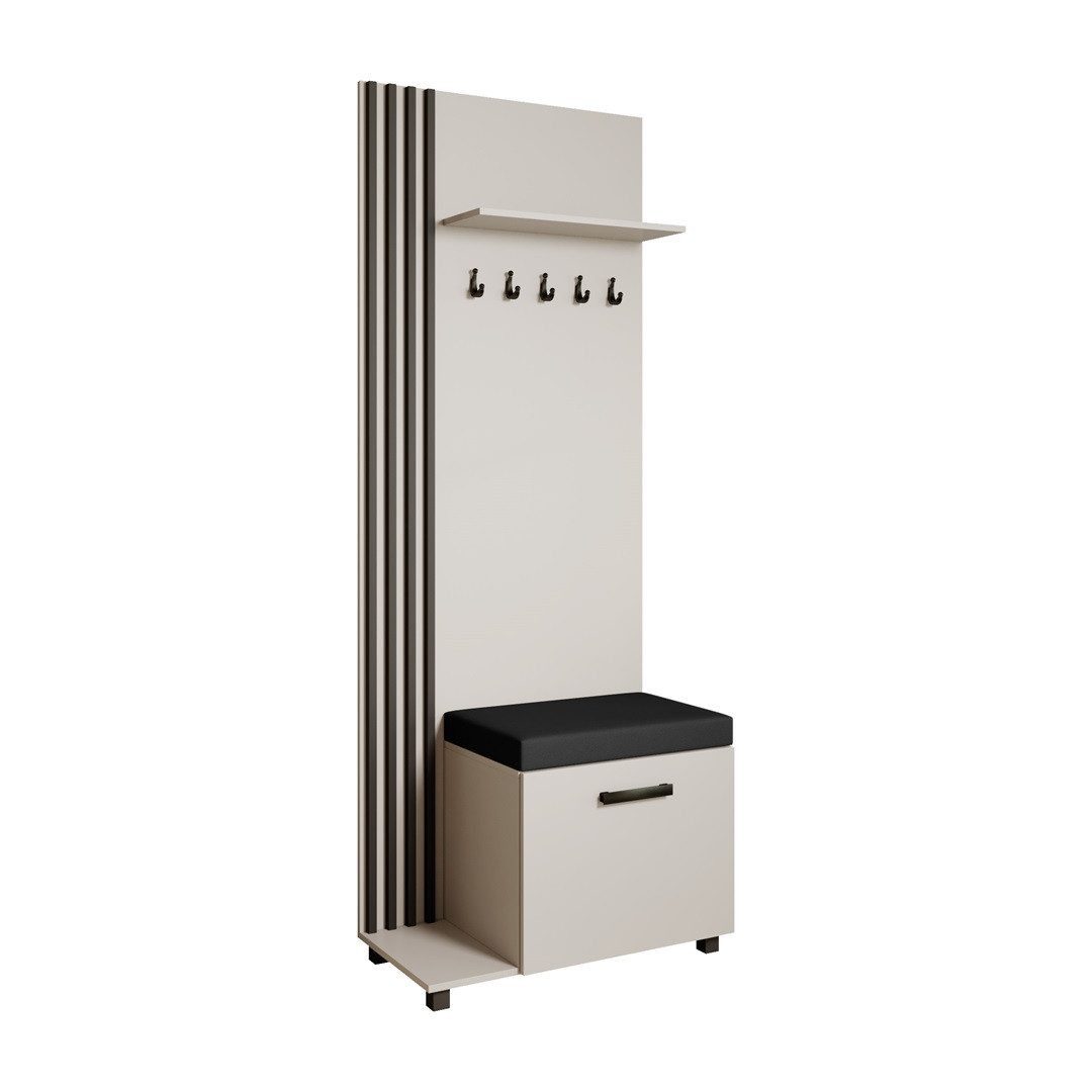 Beautysofa Garderobenschrank Garderobenschrank mit Aufhängern LIVIA (Mit eleganten Kleiderbügeln) mit Verschließbarer Schuhschrank