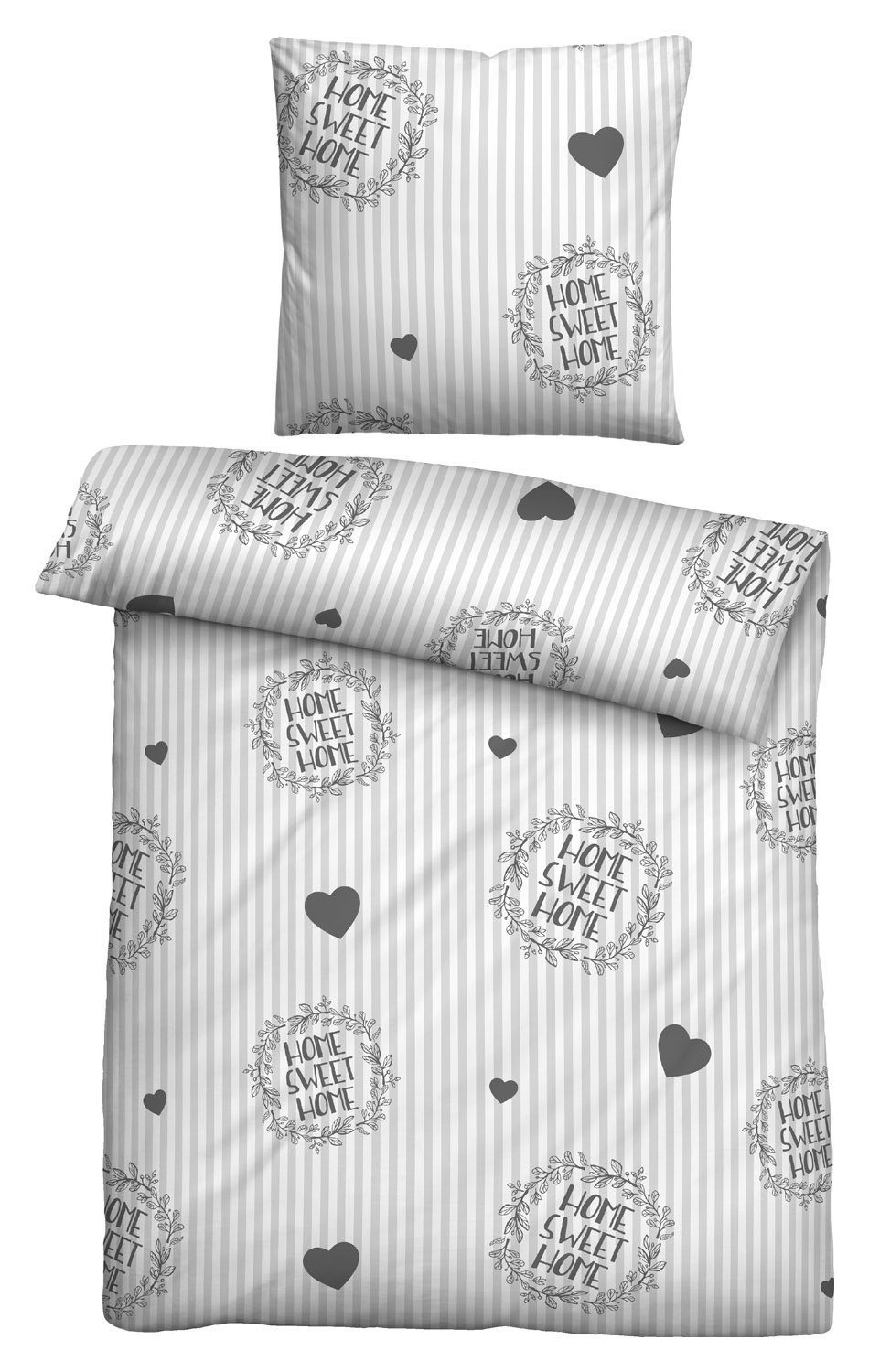 Biberna Bettwäsche Microfaser-Bettwäsche SWEET HOME, Grau, Kunstfaser, Mikrofaser