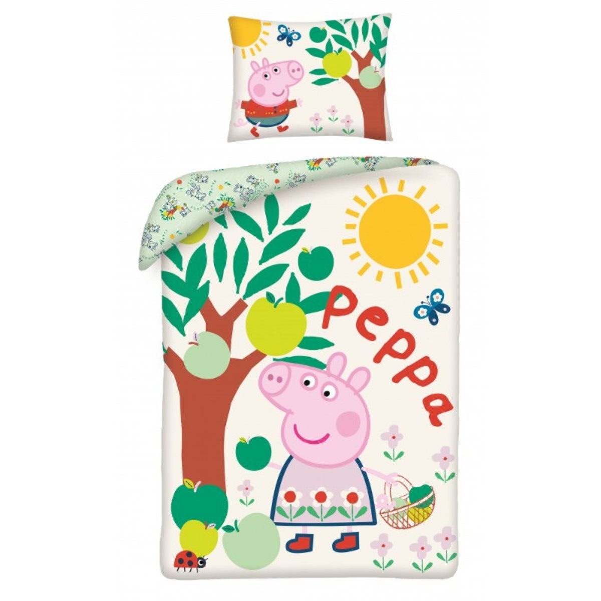 Peppa Pig Bettwäsche Bettwäsche Set Baumwolle Bettdecke 140 × 200 cm mit 70 × 90 cm Kissen, Baumwolle, 2 teilig, perfekt für komfortables Schlafklima