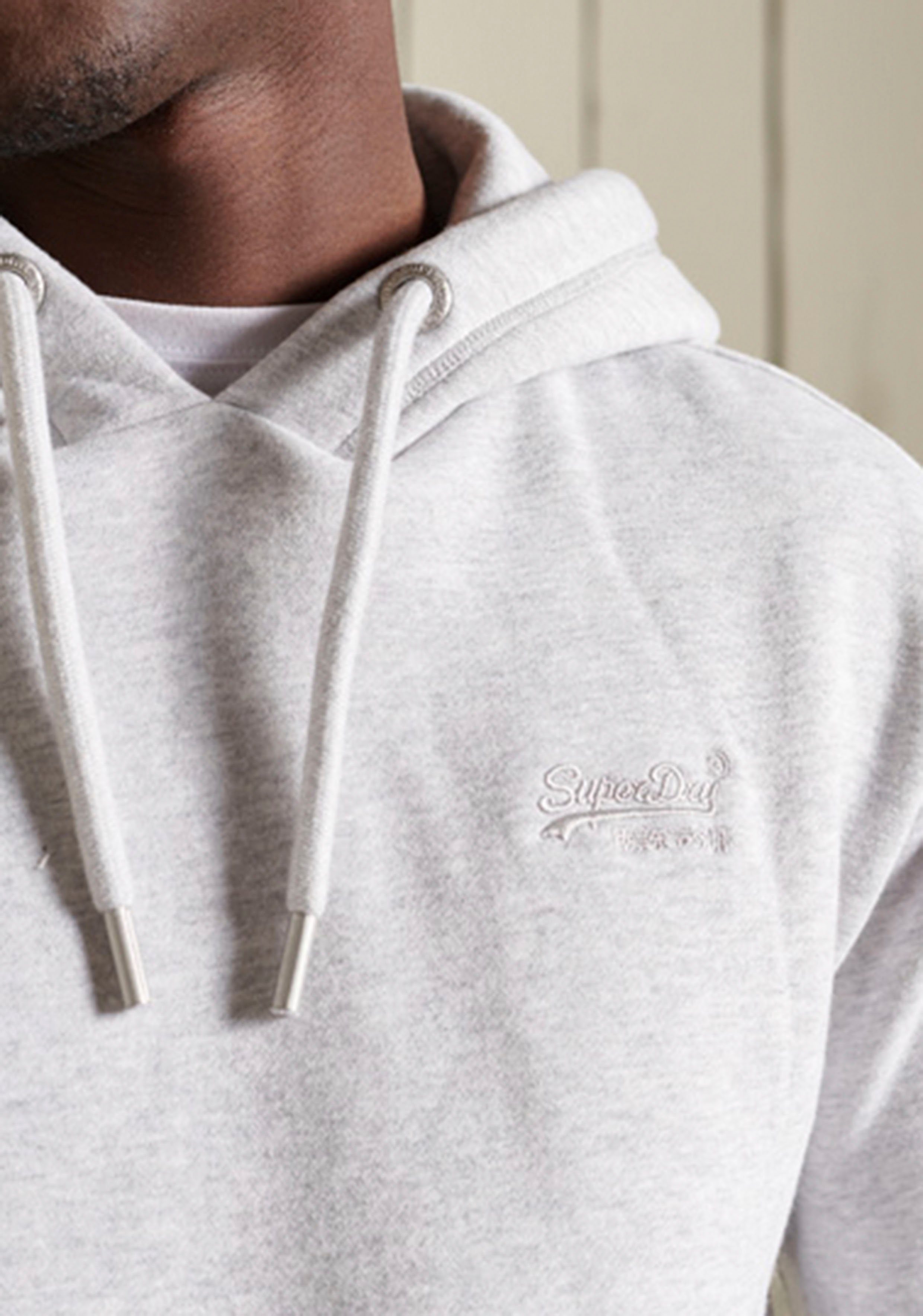 EMB marl Kapuzensweatshirt grey Superdry HOOD LOGO