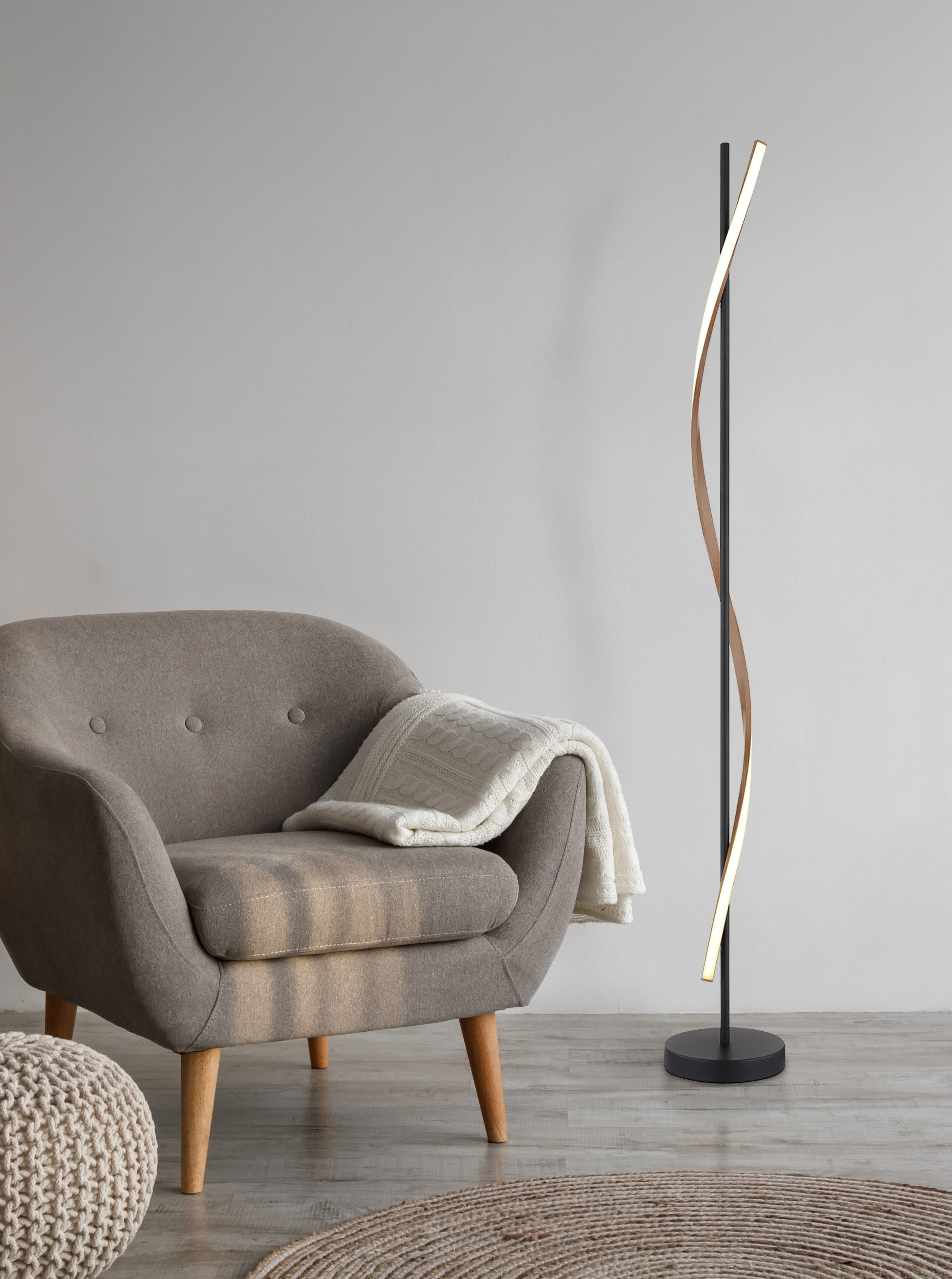 GLOBO LIGHTING Stehlampe WATKINS, LED fest integriert, Warmweiß, Stehlampe Wohnzimmer Schlafzimmer Flur Design-Leuchte