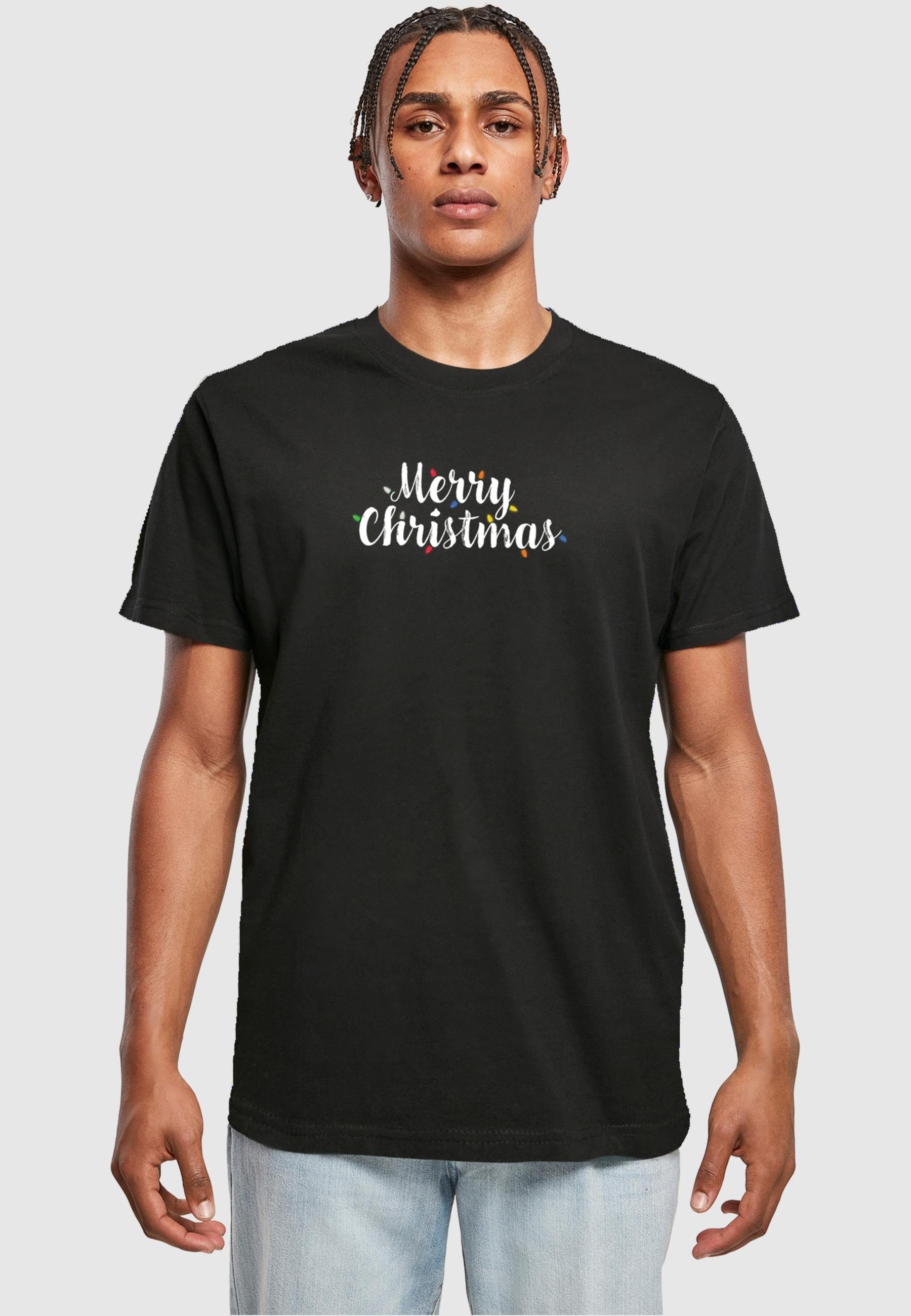 Herren Round T-Shirt Lights Merchcode Christmas T-Shirt Merry Neck (1-tlg) black