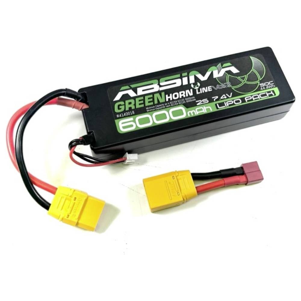 Absima GREENHORN LINEV2 2S 7.4V-50C 6000 HC LIPO AKKU mit XT90 Plug 4140018 Akku