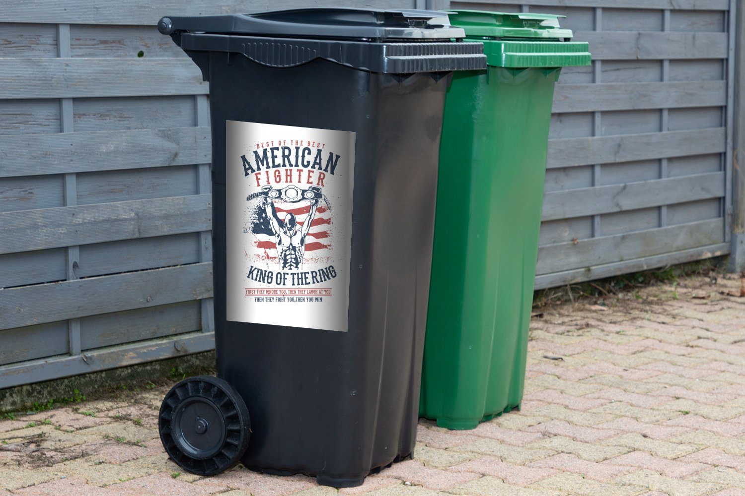 Sticker, Mancave - Vintage Mülltonne, Boxen - Wandsticker Abfalbehälter Mülleimer-aufkleber, - Kampfsport (1 St), Container, MuchoWow