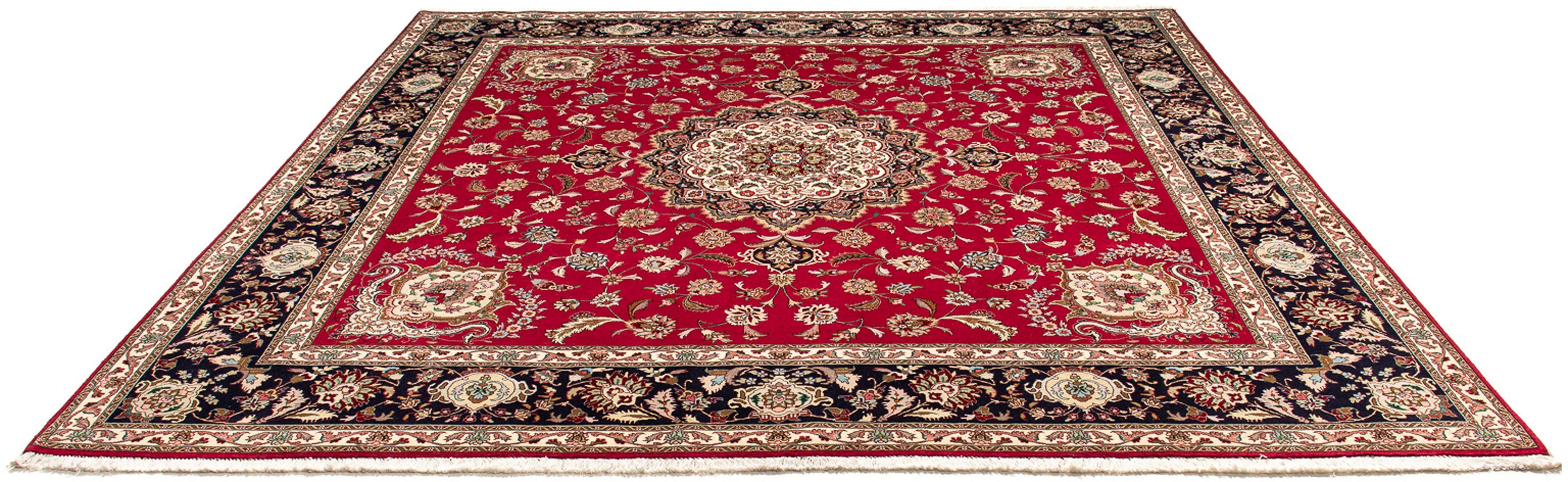 Orientteppich Perser - Täbriz - Royal quadratisch - 254 x 254 cm - rot, morgenland, quadratisch, Höhe: 7 mm, Wohnzimmer, Handgeknüpft, Einzelstück mit Zertifikat