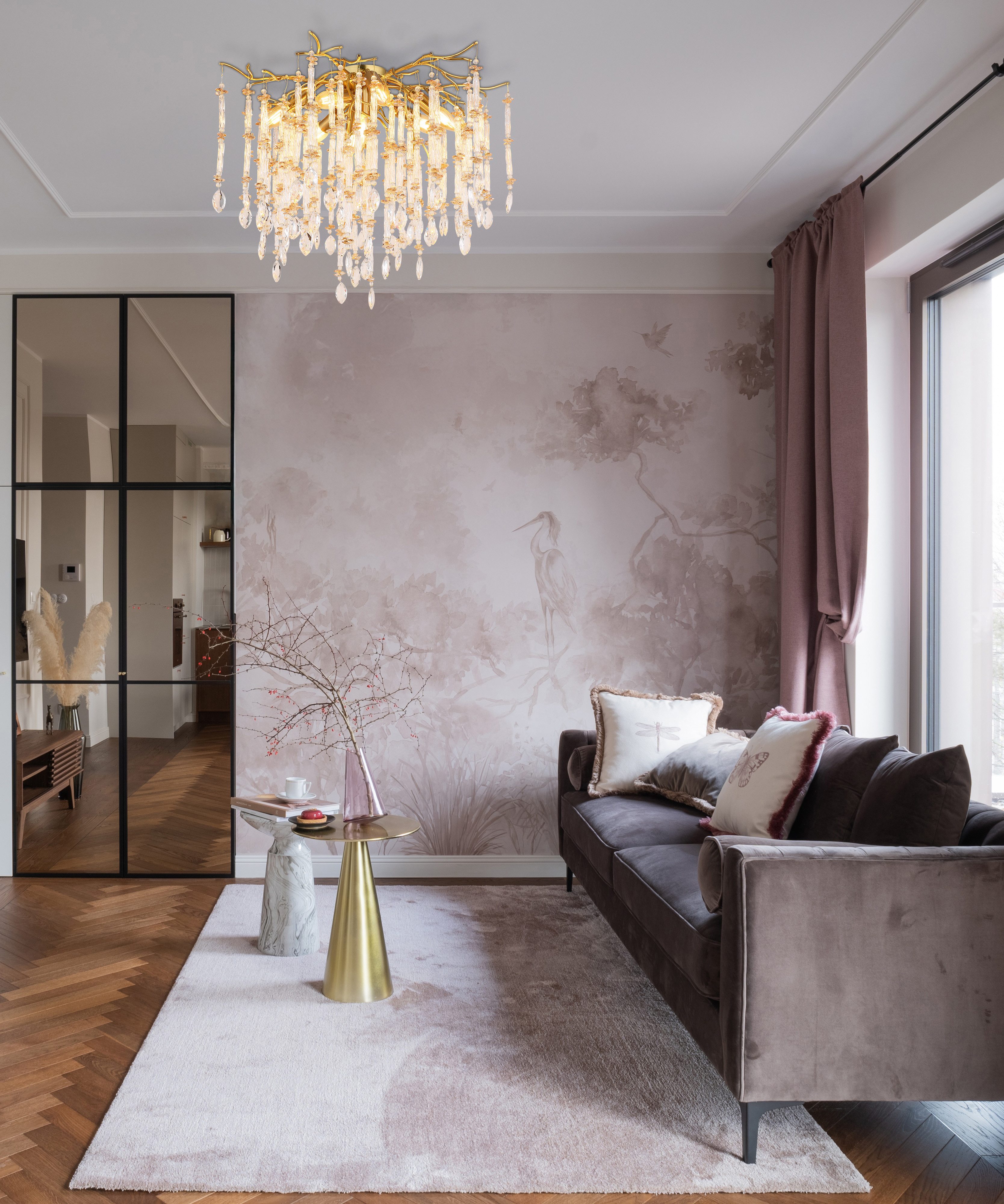 GLOBO LIGHTING Deckenleuchte GLORIA, Leuchtmittel wechselbar, Kristall Deckenleuchte für Wohn- & Esszimmer, gold