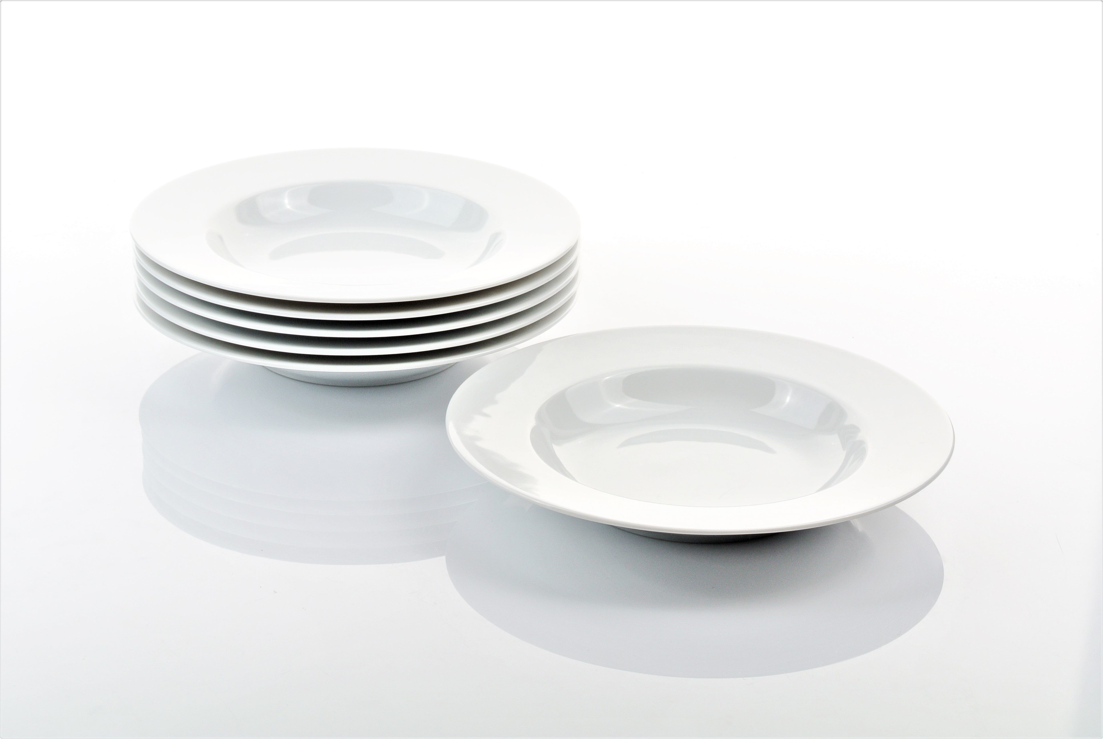 Retsch Arzberg Suppenteller Teller Set, HEIKE WEISS, Teller 23 cm, für 6 Personen, rund, Porzellan, (6 St), für den großen Hunger – 6 tiefe Teller in der größeren Ausführung