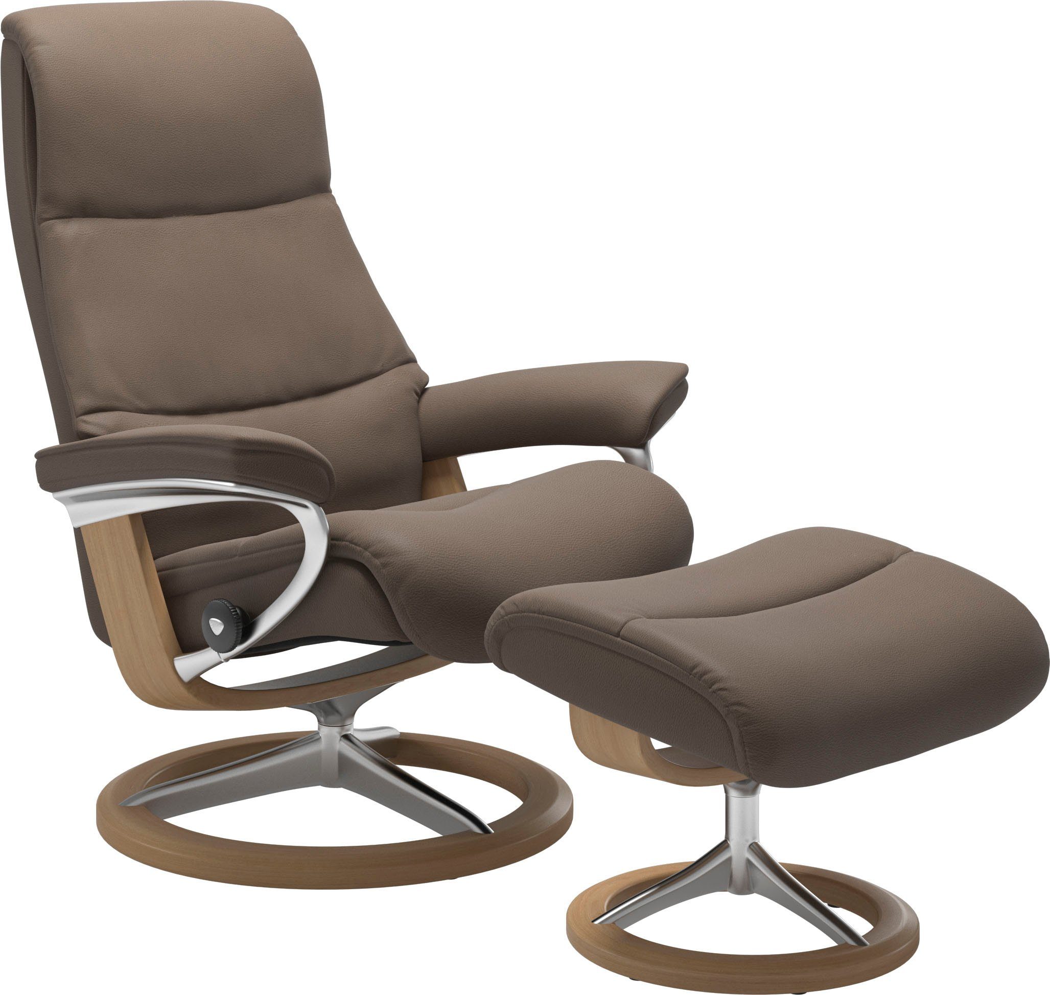 Stressless® Relaxsessel View (Set, Relaxsessel mit Hocker), mit Signature Base, Größe M,Gestell Eiche