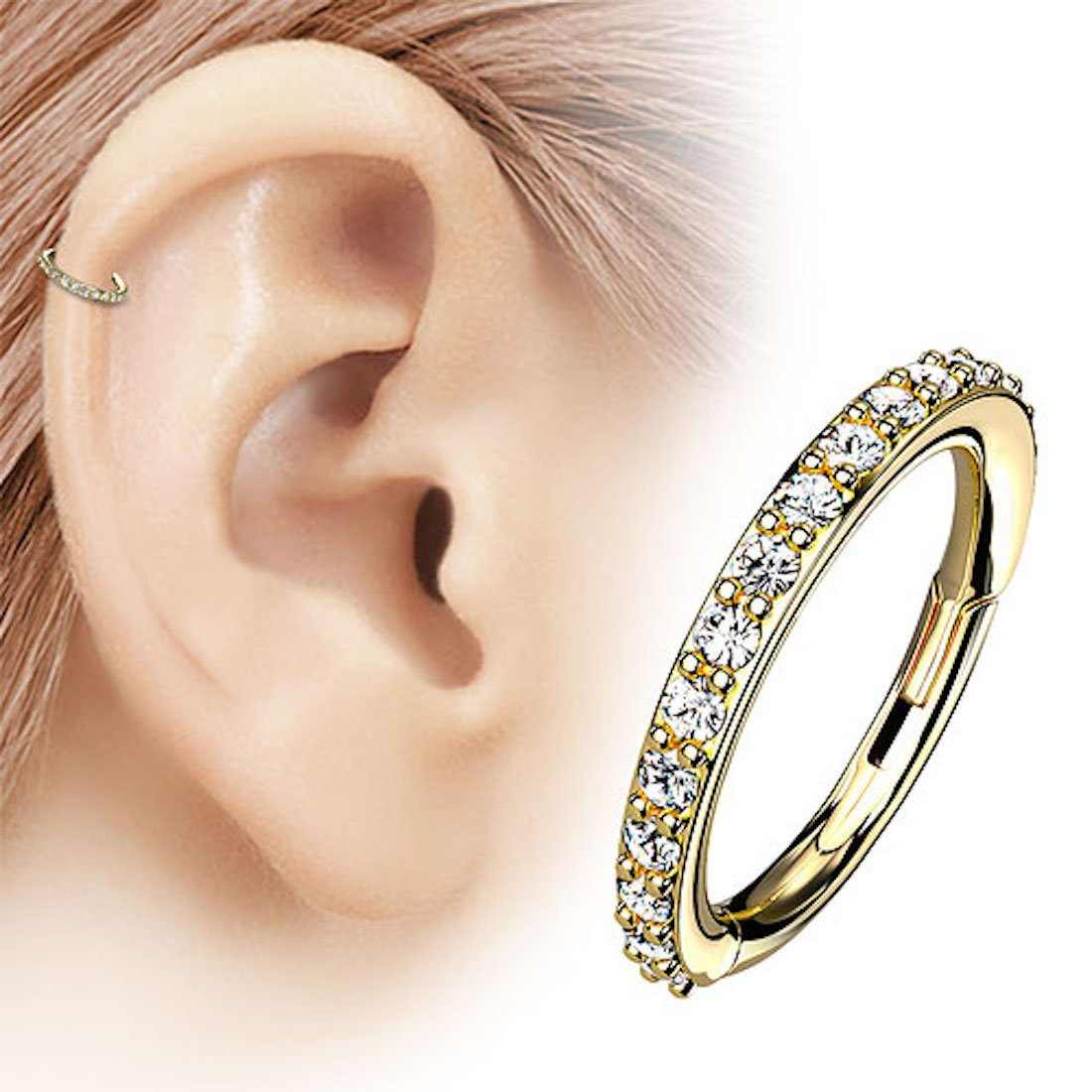 Taffstyle Nasenpiercing Piercing Segmentring Scharnier Clicker Kristall, Ri günstig online kaufen