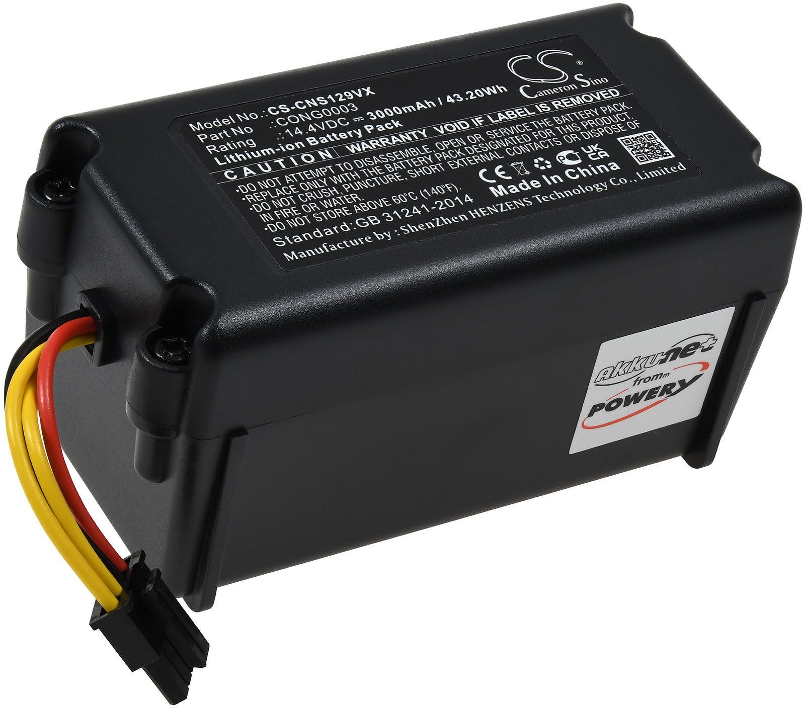 Powery Akku für Bagotte BL509 Staubsauger-Akku 3000 mAh (14.4 V)