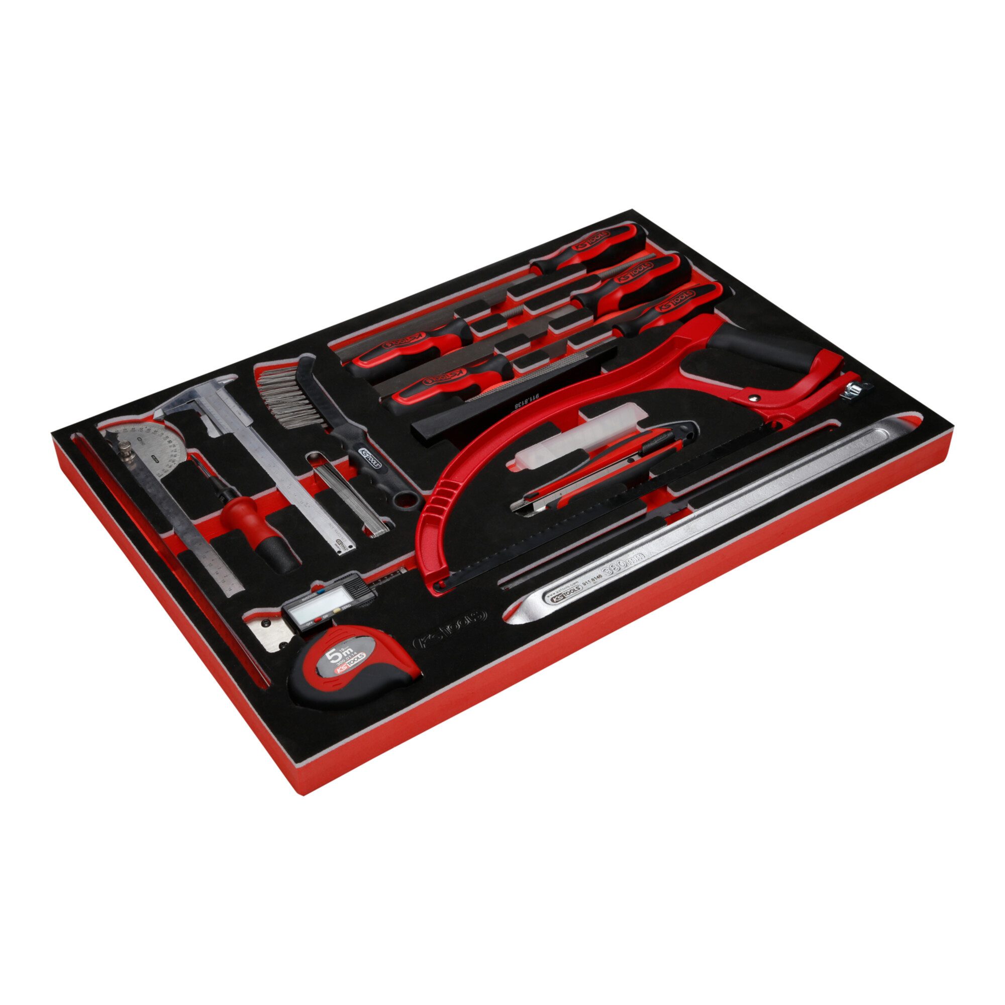 KS Tools Crimpzange KS Tools Messwerkzeuge- / und Feilen-Satz in Schuamstoffeinlage, 28-tl