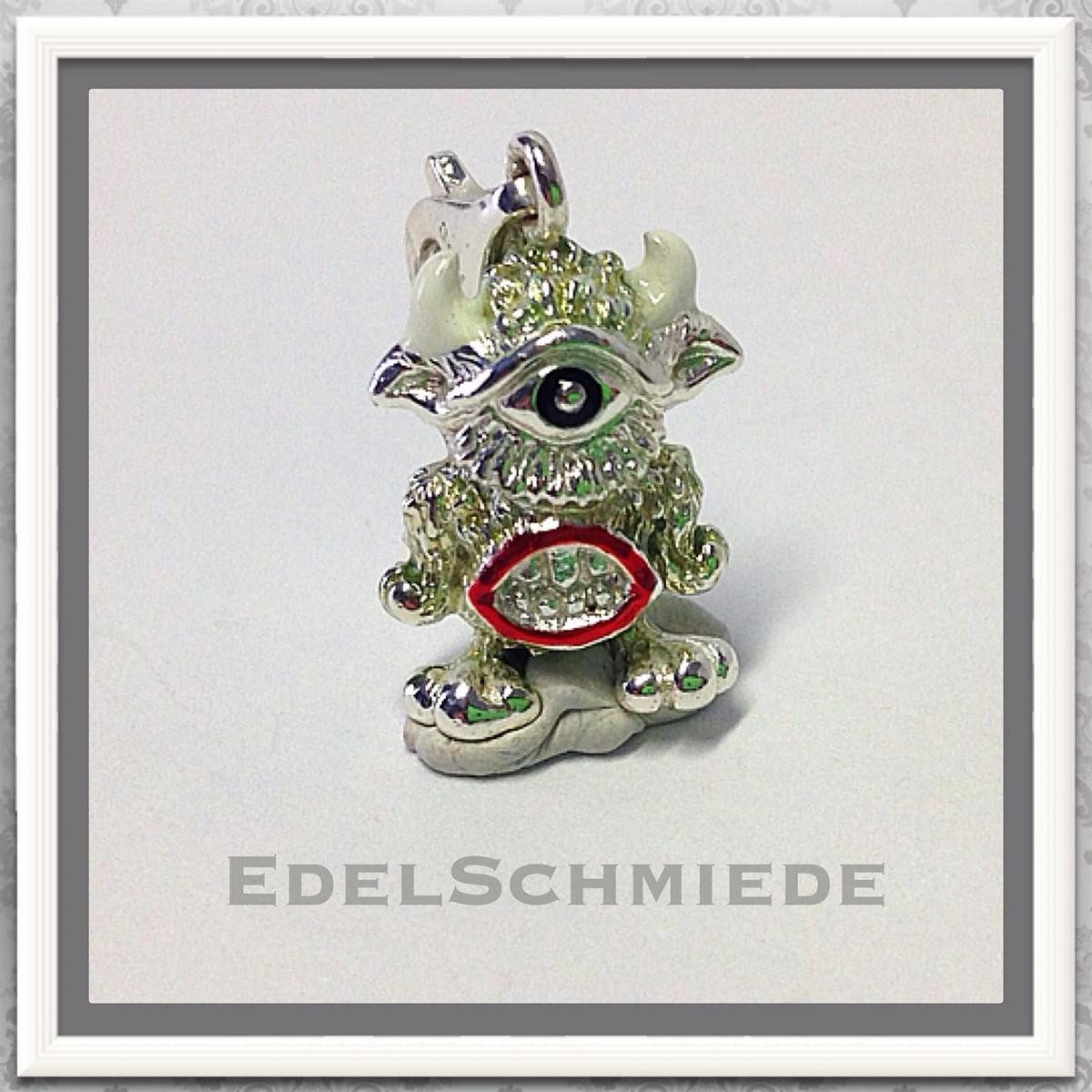 Charm-Einhänger Edelschmiede925 Charm Anhänger 925 Silber einäugiges Monster