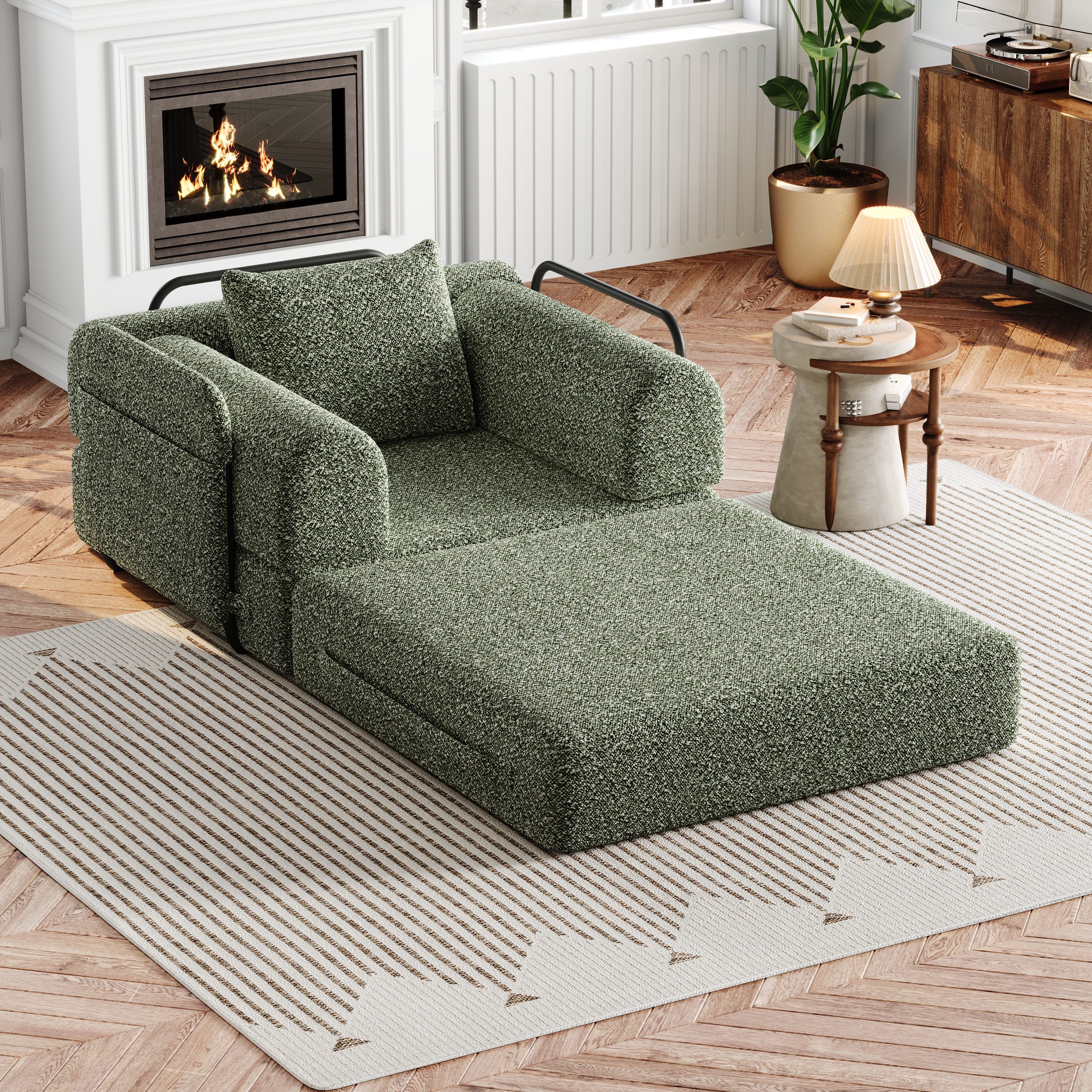 OKWISH Schlafsofa Modernes Chenille-Sofa 2-in-1, mit integriertem Stauraum – mit stabilen Metallrahmen & flexiblem Design für individuelle Raumgestaltung 1 Teile, mit Relaxfunktion