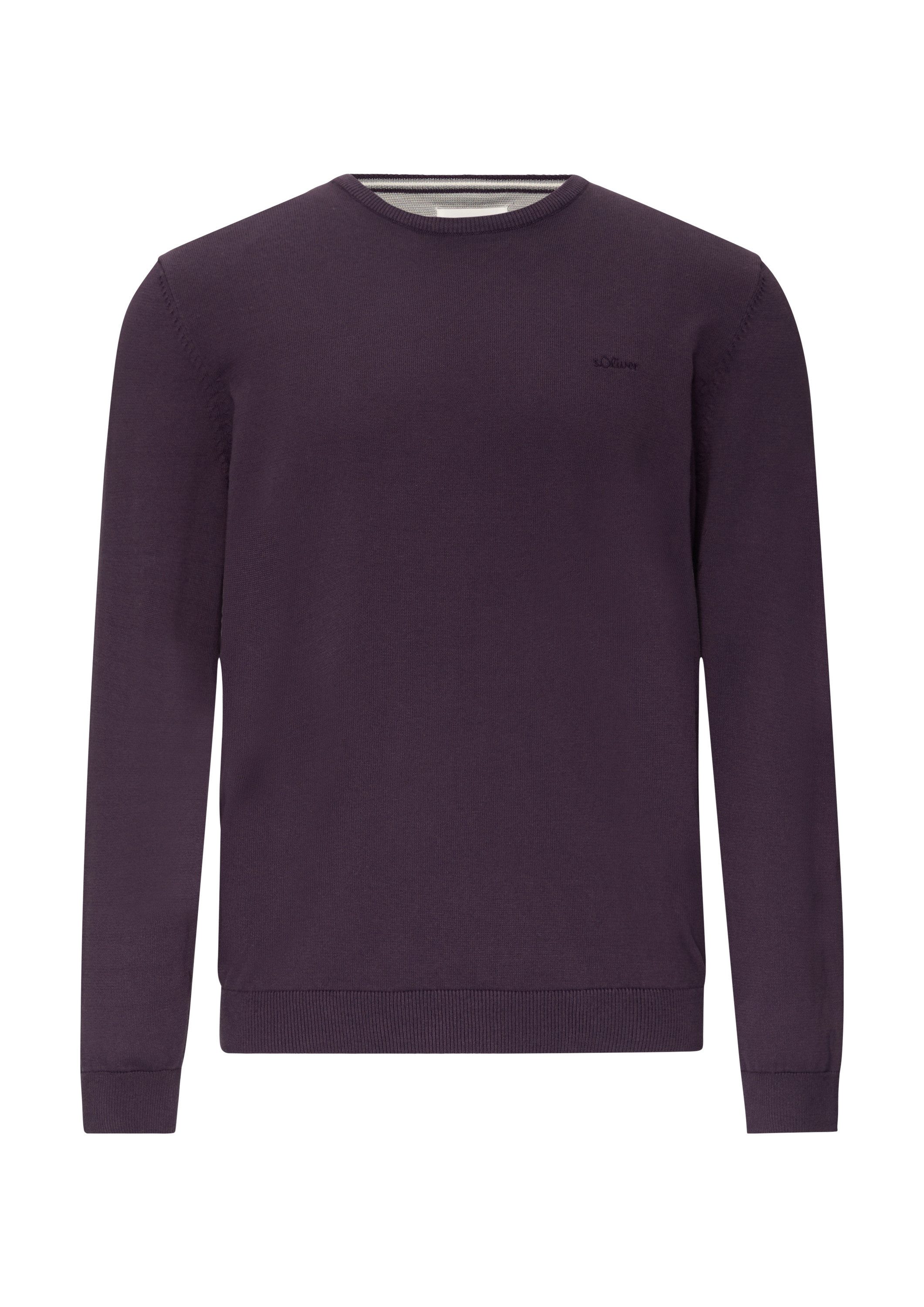 s.Oliver Longpullover Strickpullover Baumwollpullover mit Logo-Stickerei