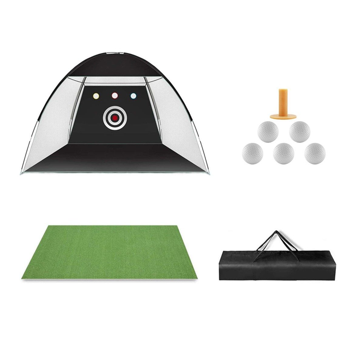 Divit Halter Golf Übungsnetz GN1 Übungskäfig mit Kunstrasenmatte schwarz