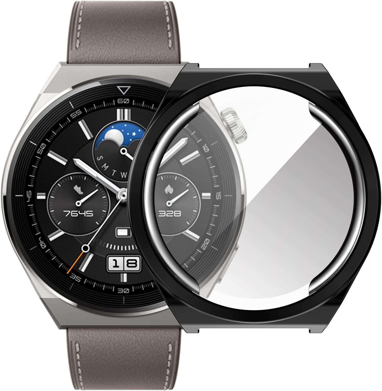 MSM Smartwatch-Hülle Hülle für Huawei Watch GT3 Pro 46mm Schutzhülle Schutzglas Display Panzerfolie 9H Case