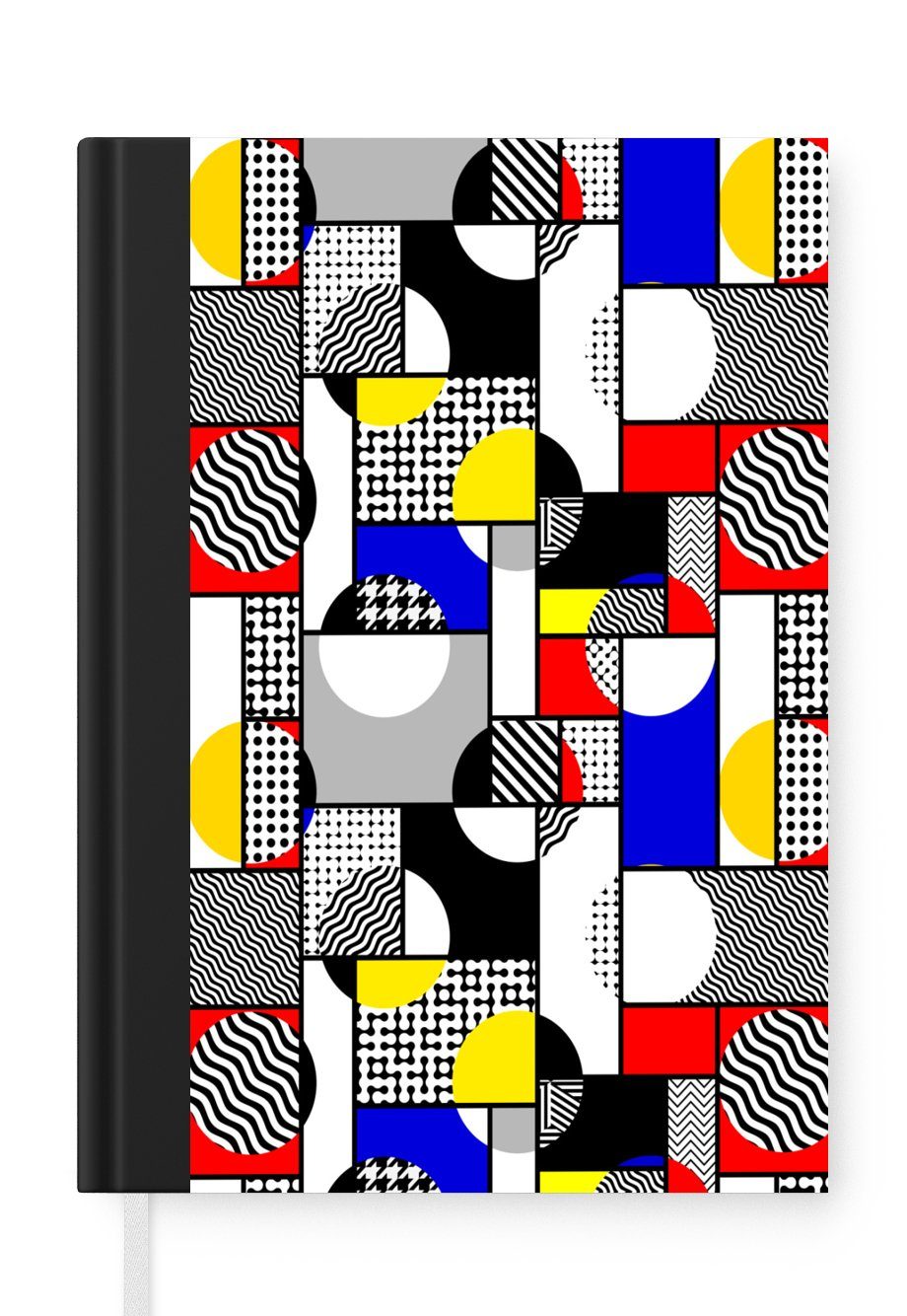 MuchoWow Notizbuch Malerei - Mondrian - Farben, Journal, Merkzettel, Tagebuch, Notizheft, A5, 98 Seiten, Haushaltsbuch