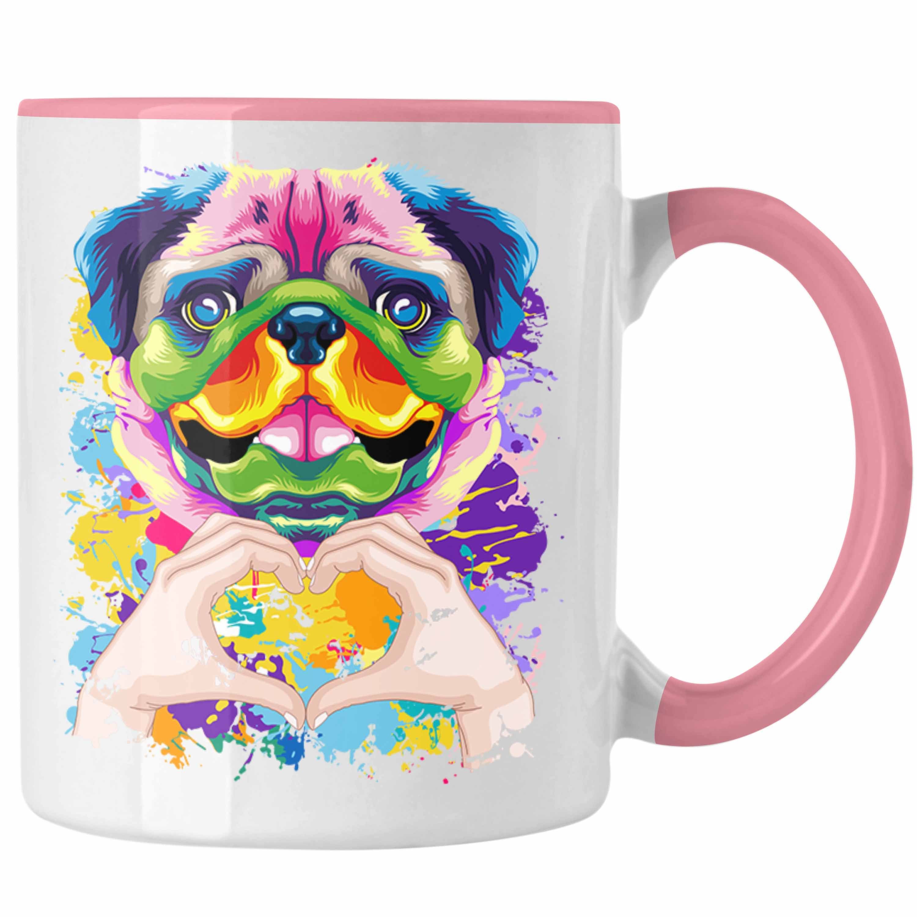 Trendation Tasse Mops Besitzer Farbe Love Tasse Geschenk Lustiger Spruch Geschenkidee M Rosa