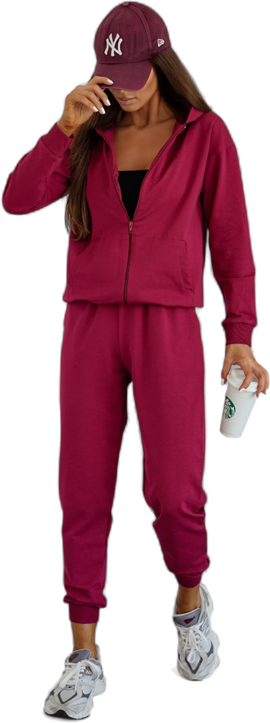 EloModa Jogginganzug Damen Jogginganzug Hoodie & Hose, Made in EU, S - XL (2-tlg)
