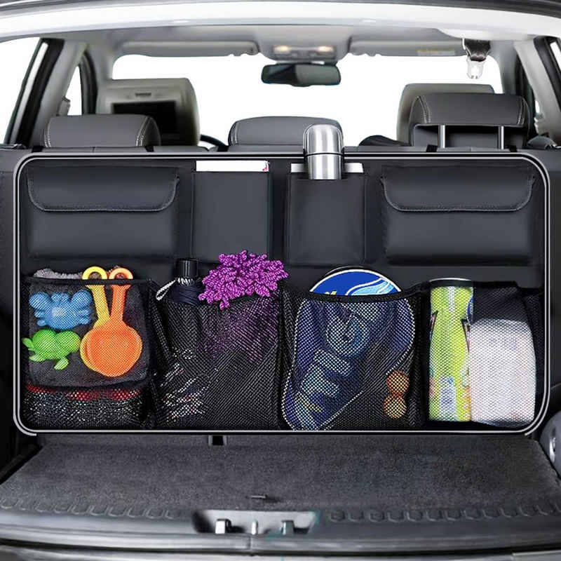 Intirilife Rücksitzorganizer (1-tlg), Kofferraum Hängetaschen Rücksitz Aufbewahrungsnetze Schwarz 86.5 x 45