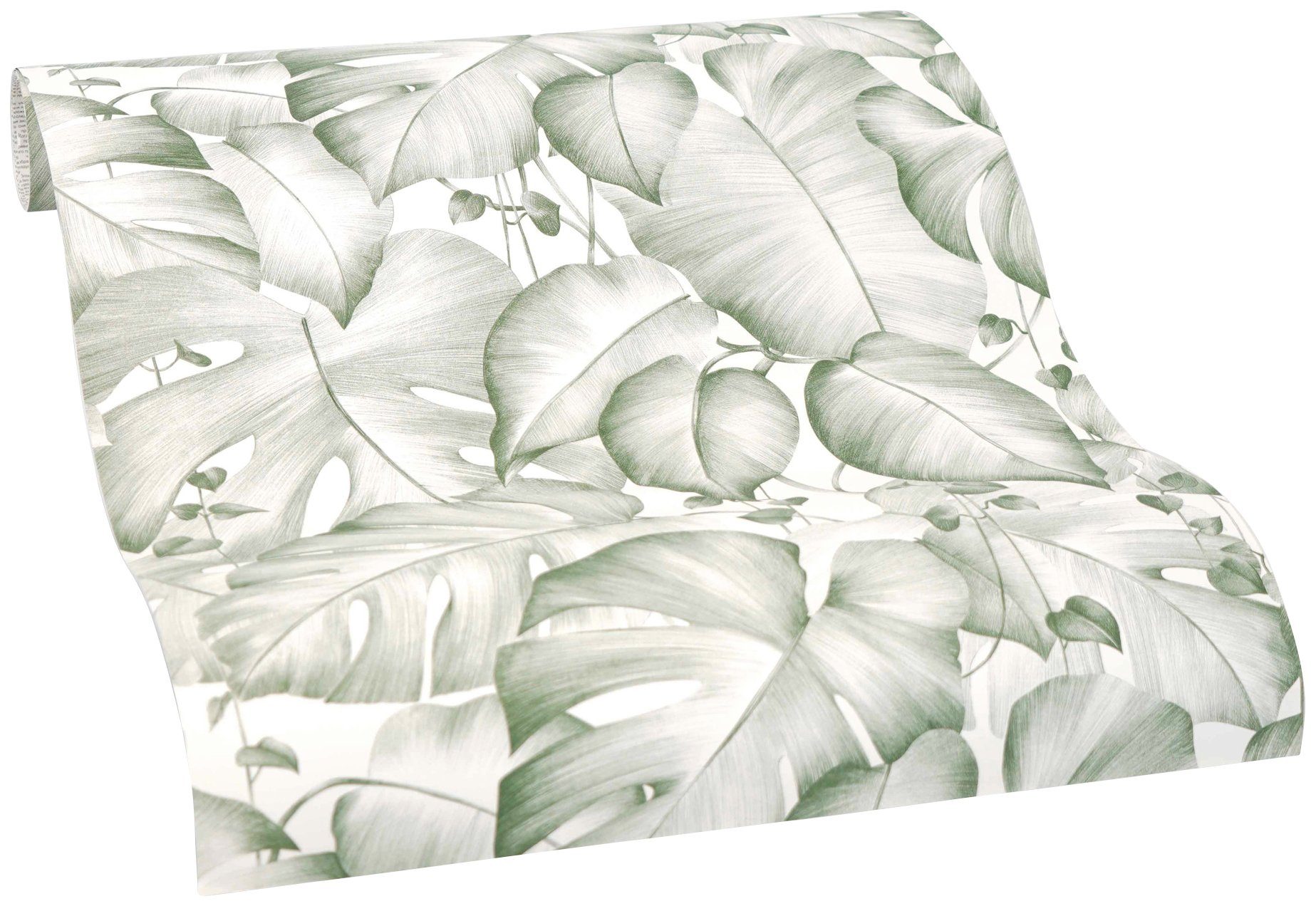living m Dschungel Panel Up x Grün Weiß Tapete 2,50 Palmen 3D, Vinyltapete Selbstklebend m Panel 0,52 Pop strukturiert, walls floral,