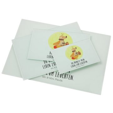 Mr. & Mrs. Panda Servierbrett Glühwürmchen - Weiß - Geschenk, magisch, Liebesspruch, Gute Laune, Gl, Premium Glas, (1-St), Rutschfeste Gummifüße