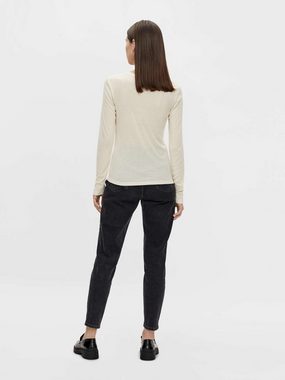 pieces Langarmshirt Karamel (1-tlg) Plain/ohne Details