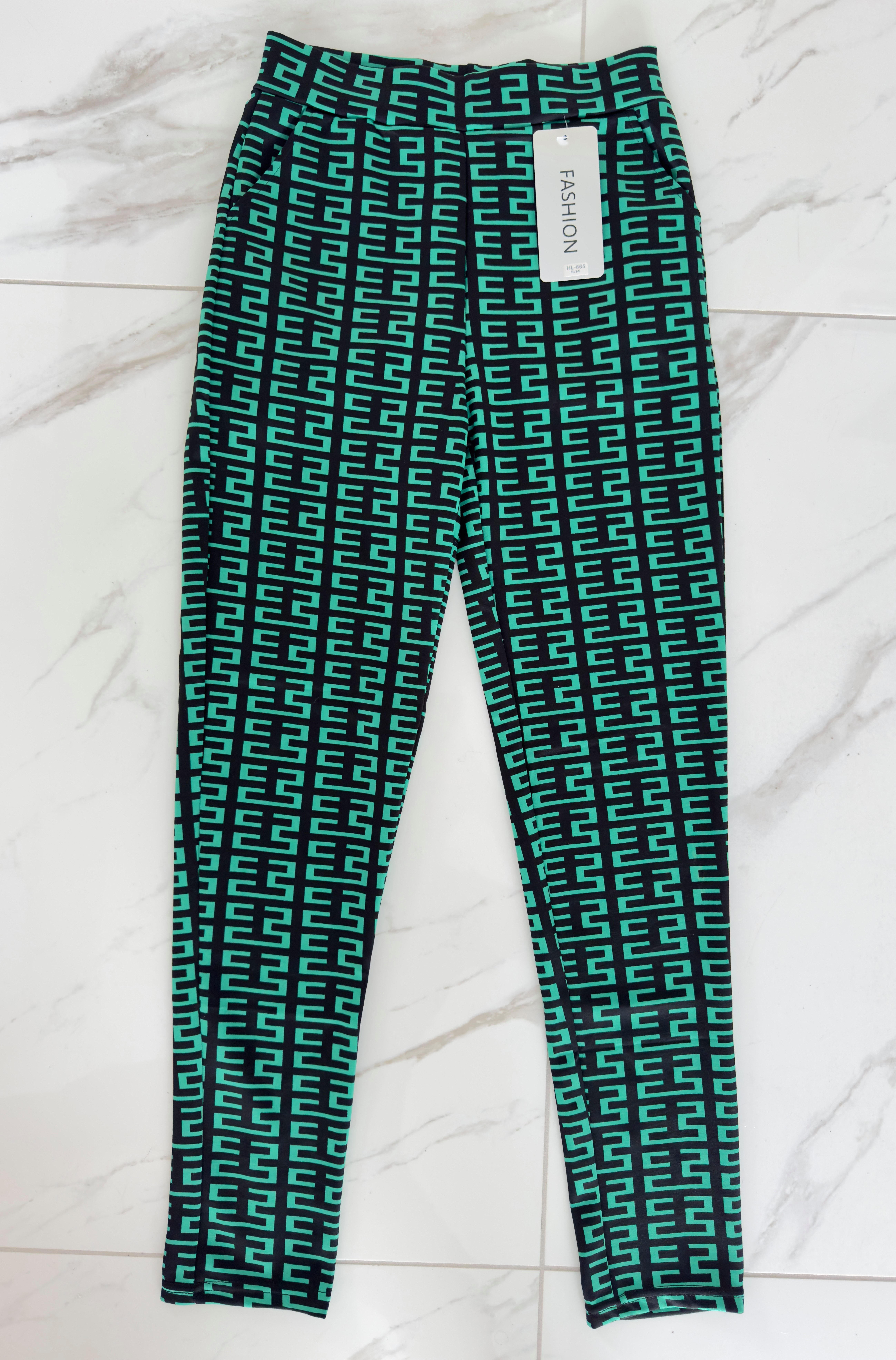 In-Stylefashion Highwaist Leggings Hose mit Muster Grün