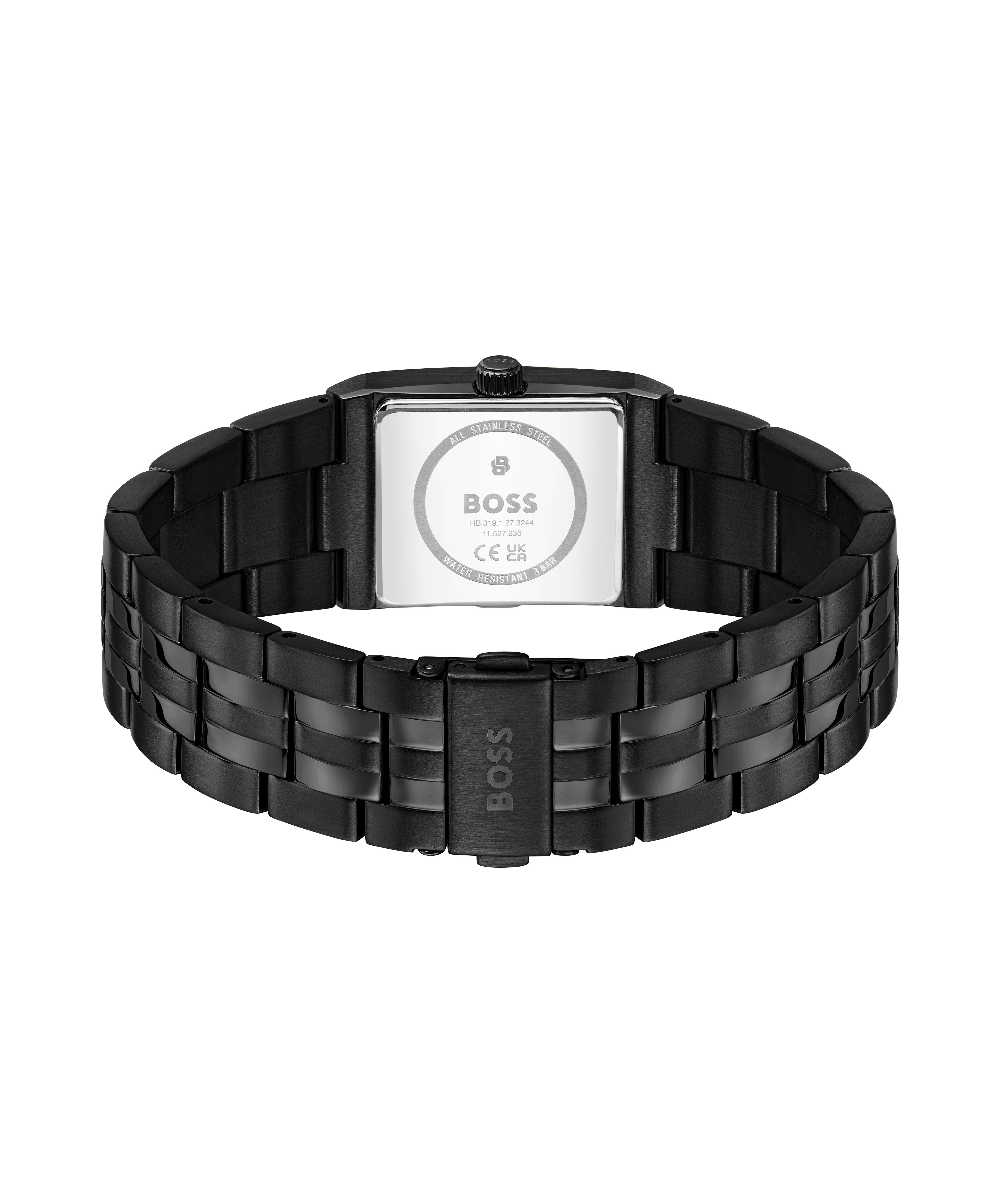 BOSS Quarzuhr STRIVO 1514333, Armbanduhr, Damenuhr, Herrenuhr, Edelstahlarmband, analog, Tag