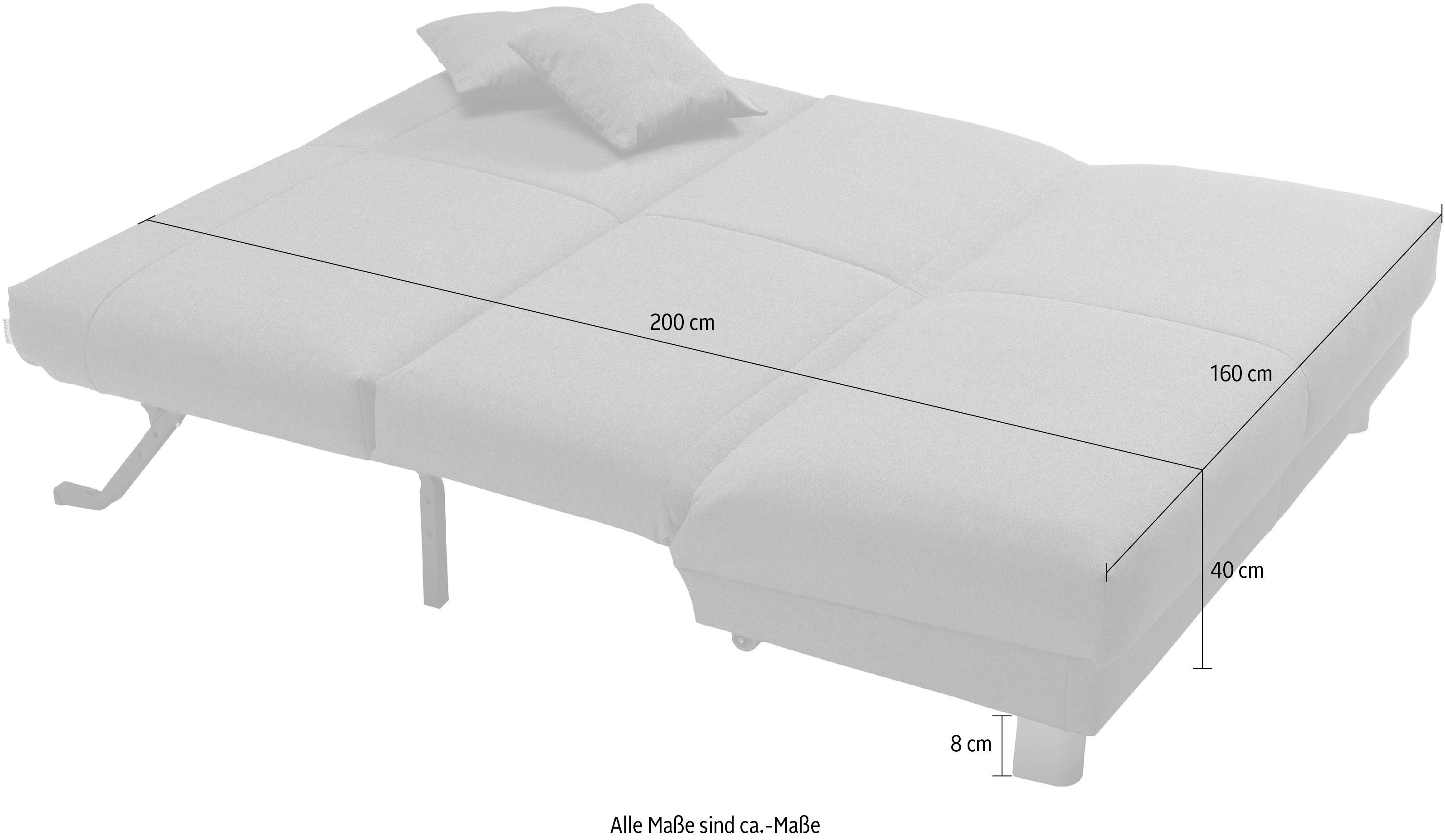 schwarz, Rückenlehne Enny, Liegehöhe ell 155 petrol cm, + Füße Liegefläche 45 Breite Schlafsofa ell cm,