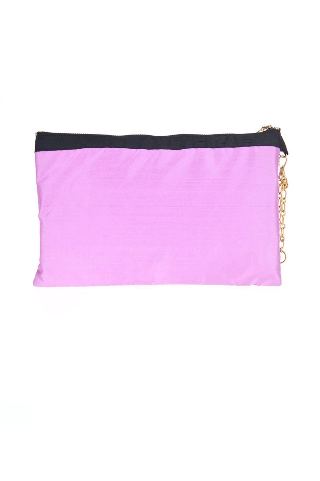 Patrizia Pepe Umhängetasche, Damen-Clutch in Lila mit Reißverschluss und elegantem Logo-Design