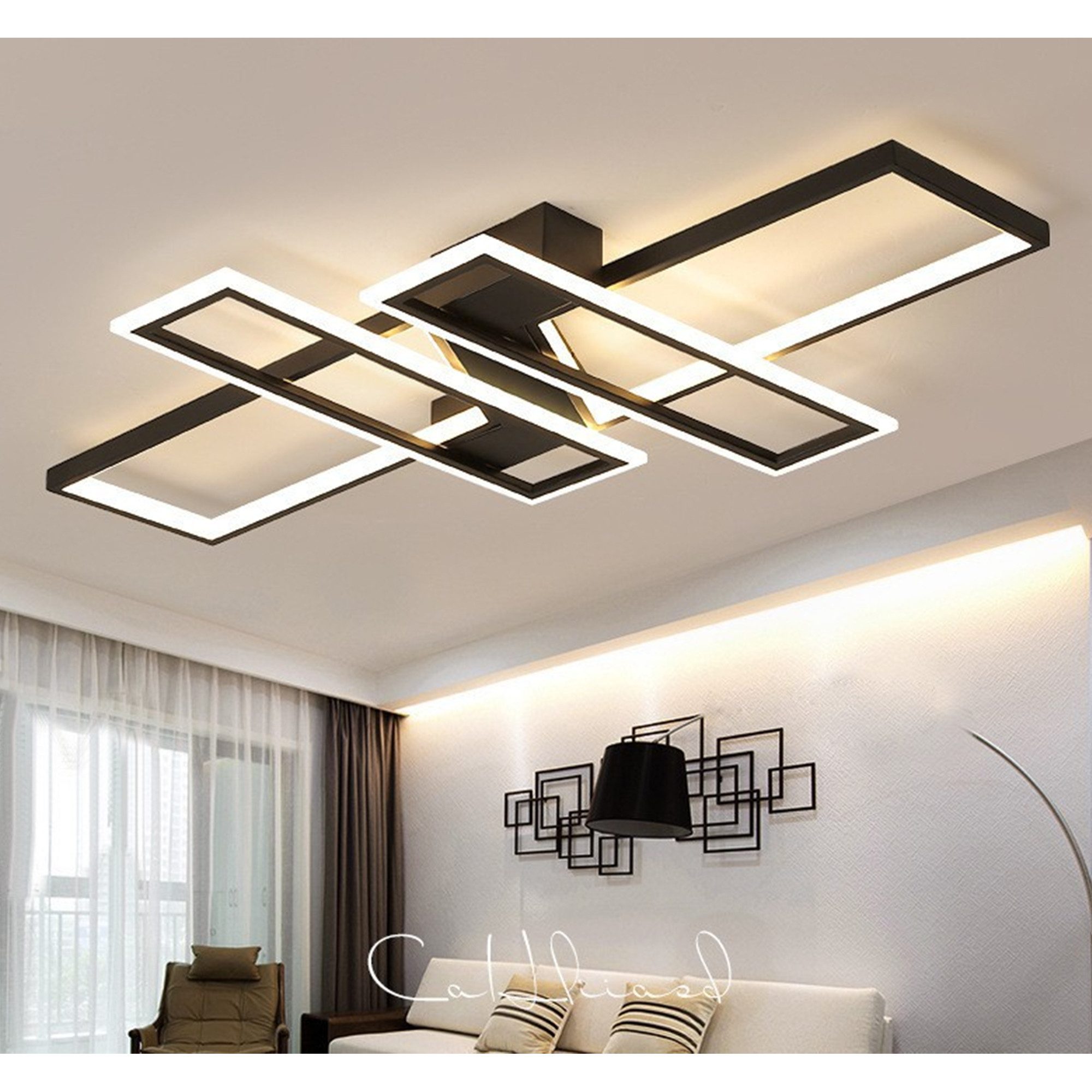 Fyrove Deckenleuchten LED Deckenlampe 94W Dimmbar mit Fernbedienung 3000-6500k, Dimmbar Hängeleuchte Aluminium, LED fest integriert Hängeleuchte Wohnzimmer Schlafzimmer Arbeitszimmer, LED fest integriert, Neutralweiß, Kaltweiß, Warmweiß, Mit Fernbedienung