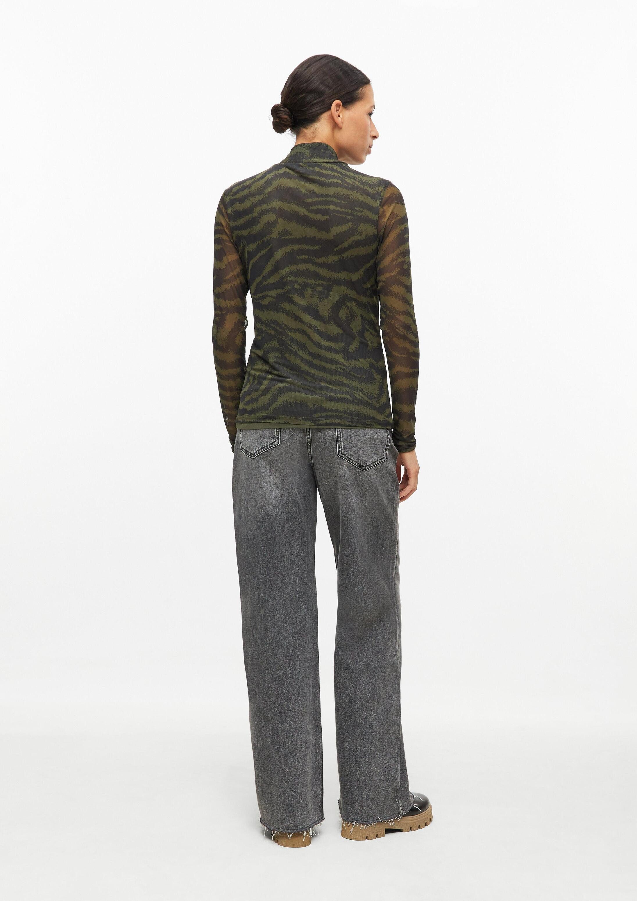 s.Oliver Langarmshirt T-Shirt Leicht transparentes Mesh-Shirt mit All-over-Print – Bild 3 von 5