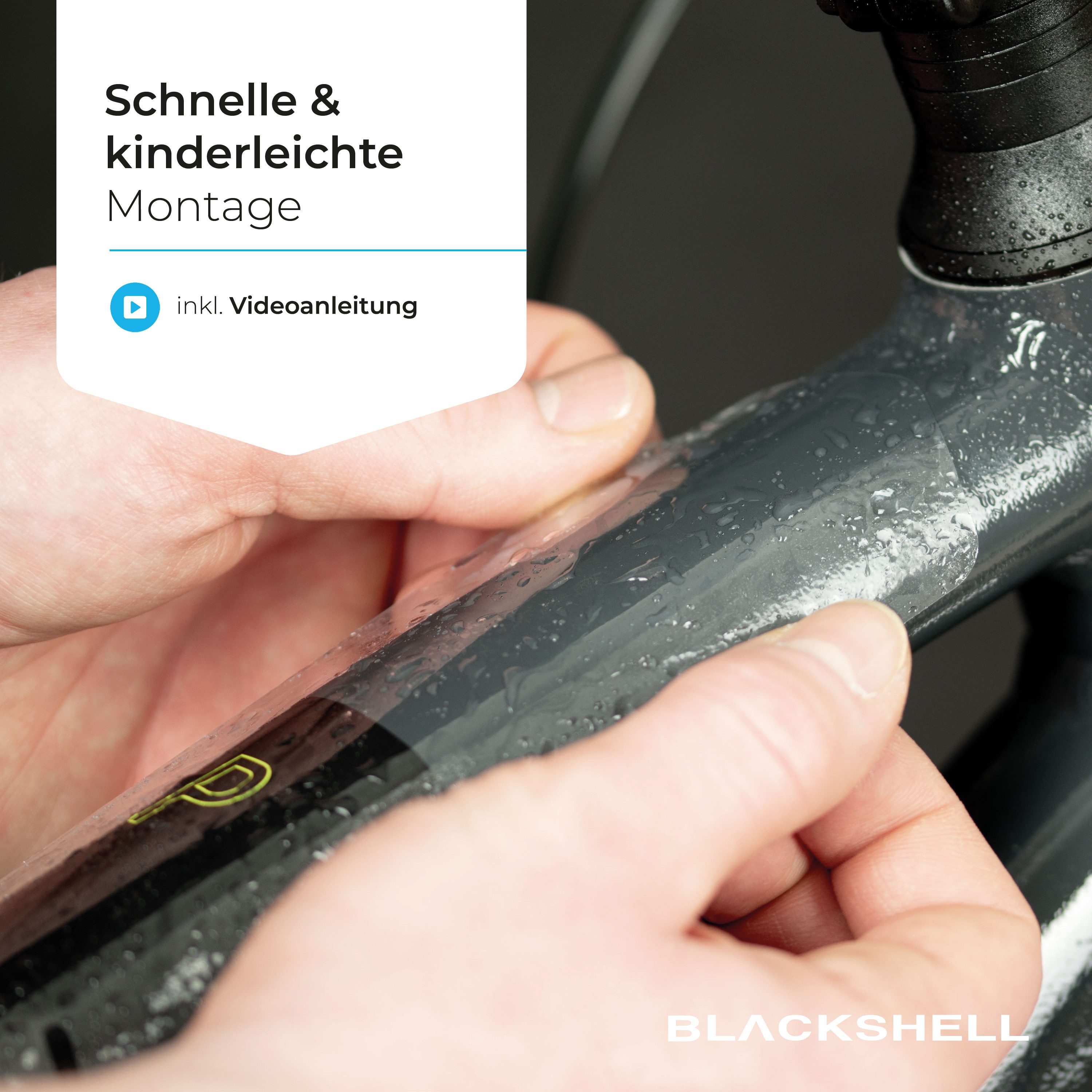 Blackshell Lackschutzfolie Fahrrad Aufkleber Schutzfolie Rahmenschutz für alle Rahmentypen, (Set, 21 teiliges Lackschutzset entwickelt für den Steinschlagschutz – Bild 2 von 5