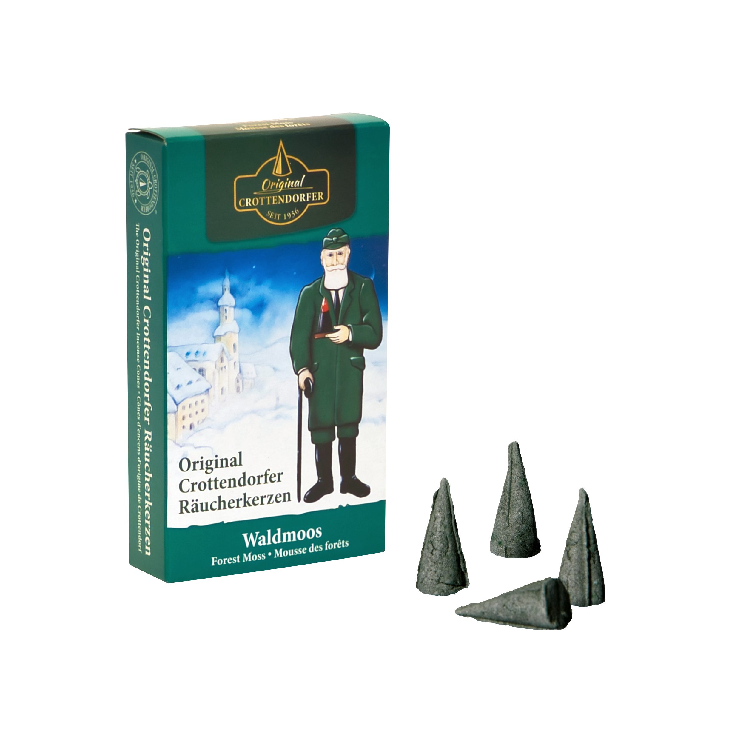 Crottendorfer Räucherkegel Crottendorfer Räucherkerzen 10er-Pack Waldmoos (Packung, 10-St., Vorteilspack), 100% Made in Germany